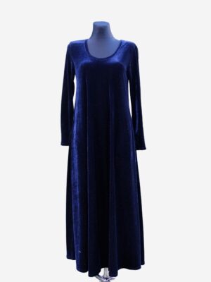 Vintage Dark Blue Velvet Prom Dress with Long Sleeves, Maxi Winter Dress