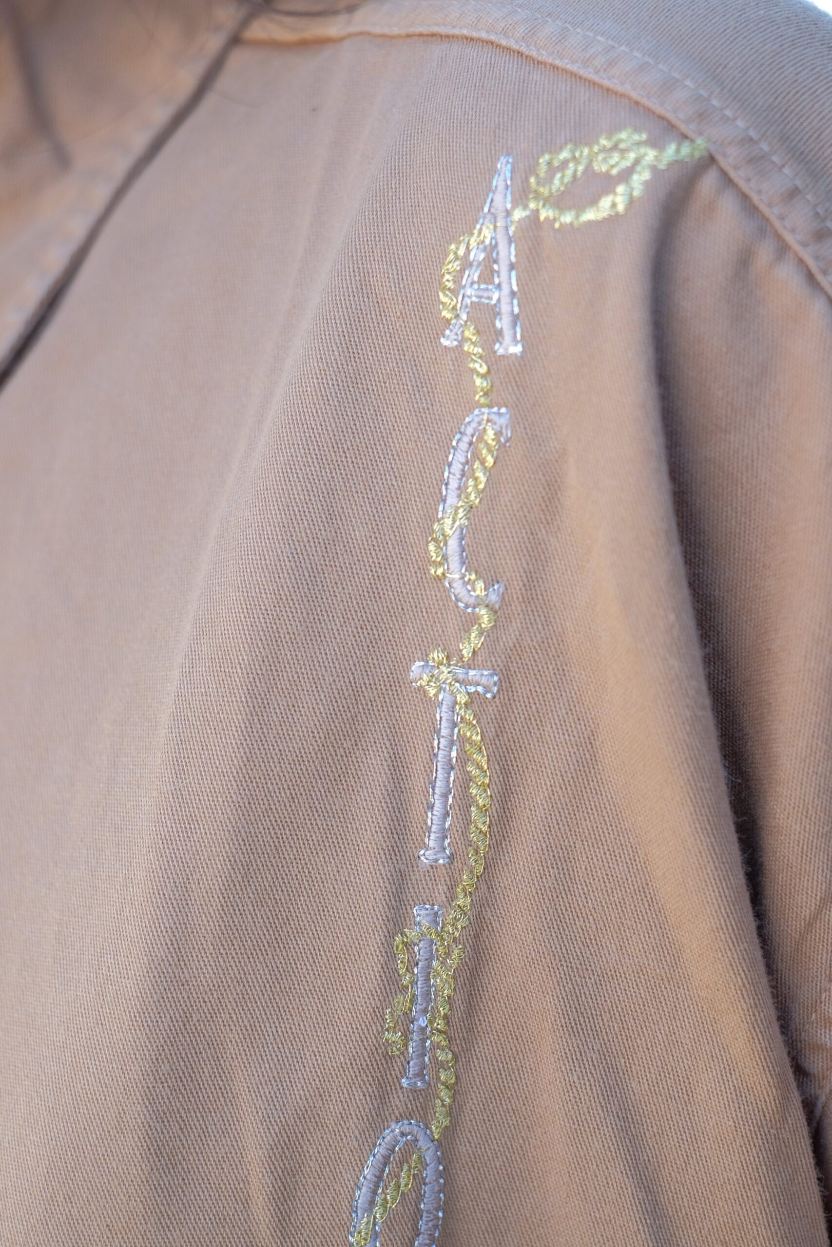 Vintage Brown Shirt with Golden Buttons and Details - Image 7