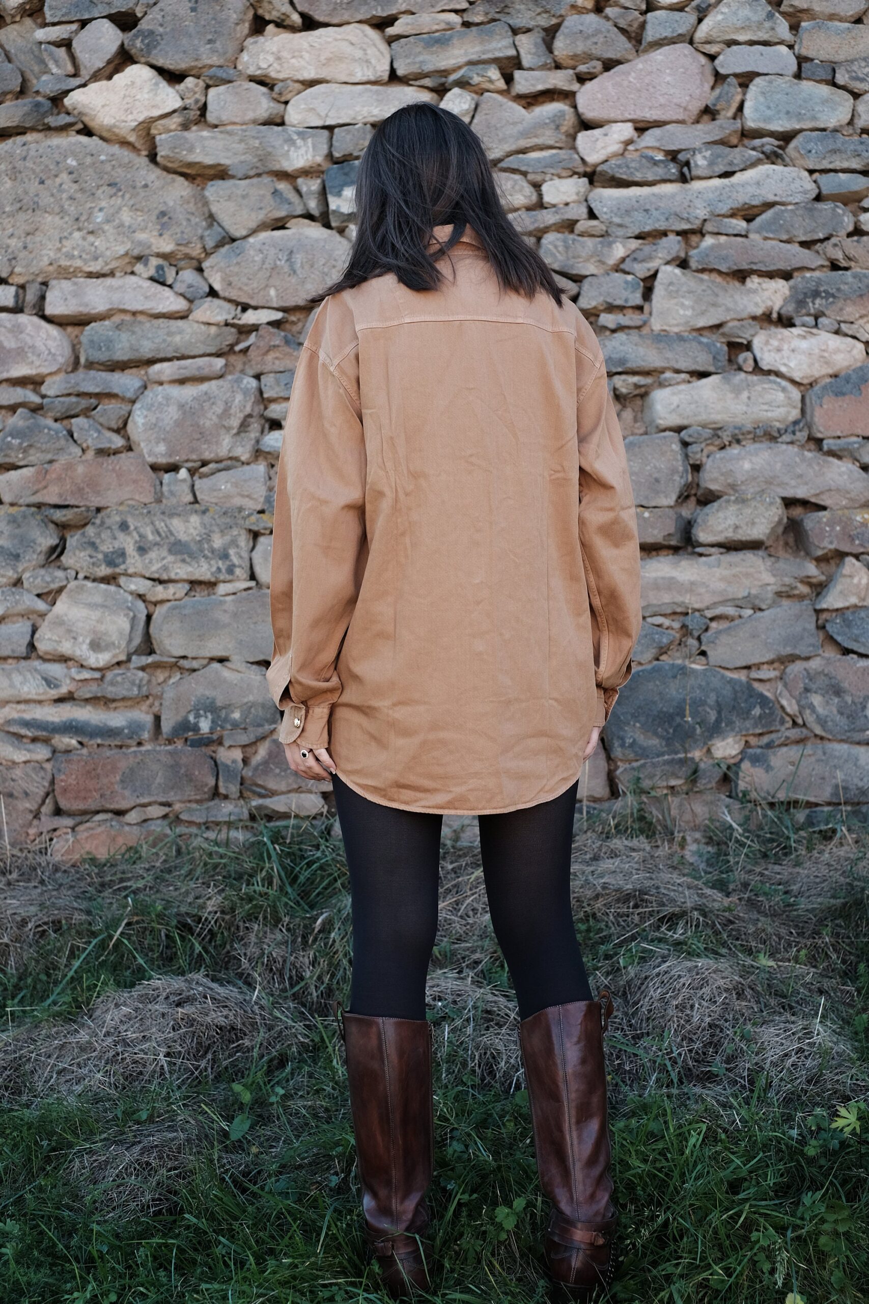 Vintage Brown Shirt with Golden Buttons and Details - Image 4