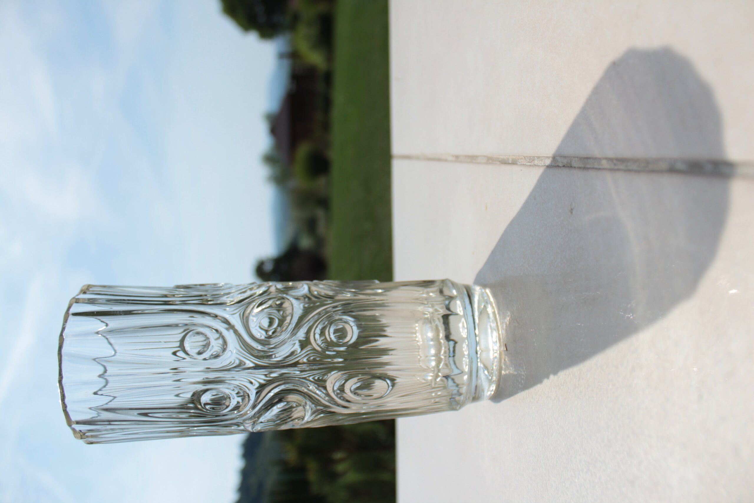 Czech Sklo Union Clear pressed glass Vase with wood pattern 20156/180 designed by Frantisek Peceny for Hermanova Hut - Image 4