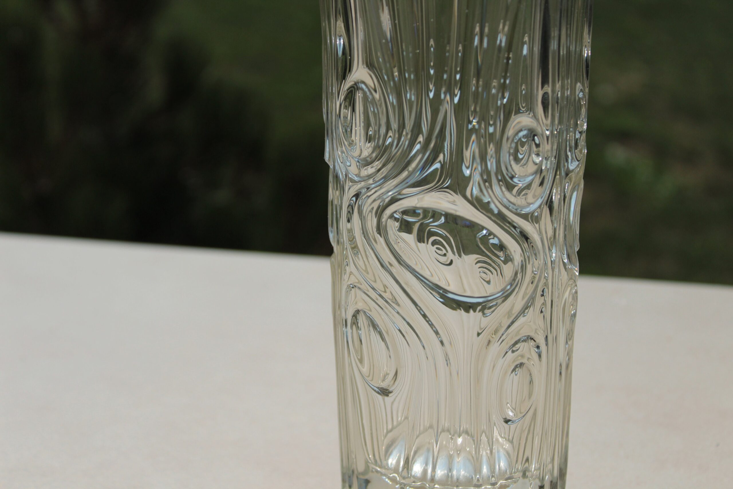 Czech Sklo Union Clear pressed glass Vase with wood pattern 20156/180 designed by Frantisek Peceny for Hermanova Hut - Image 5