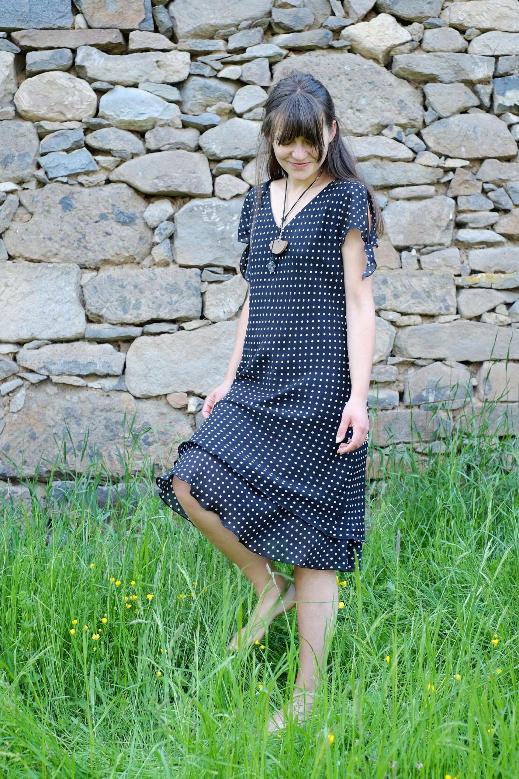 Chic Vintage Black and White Polka Dot Dress, Perfect for a Romantic Look - Image 4