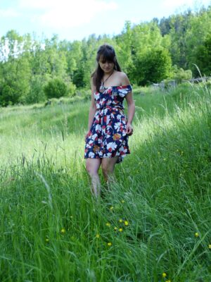 Vintage Floral Colorful Mini Dress Size eu40