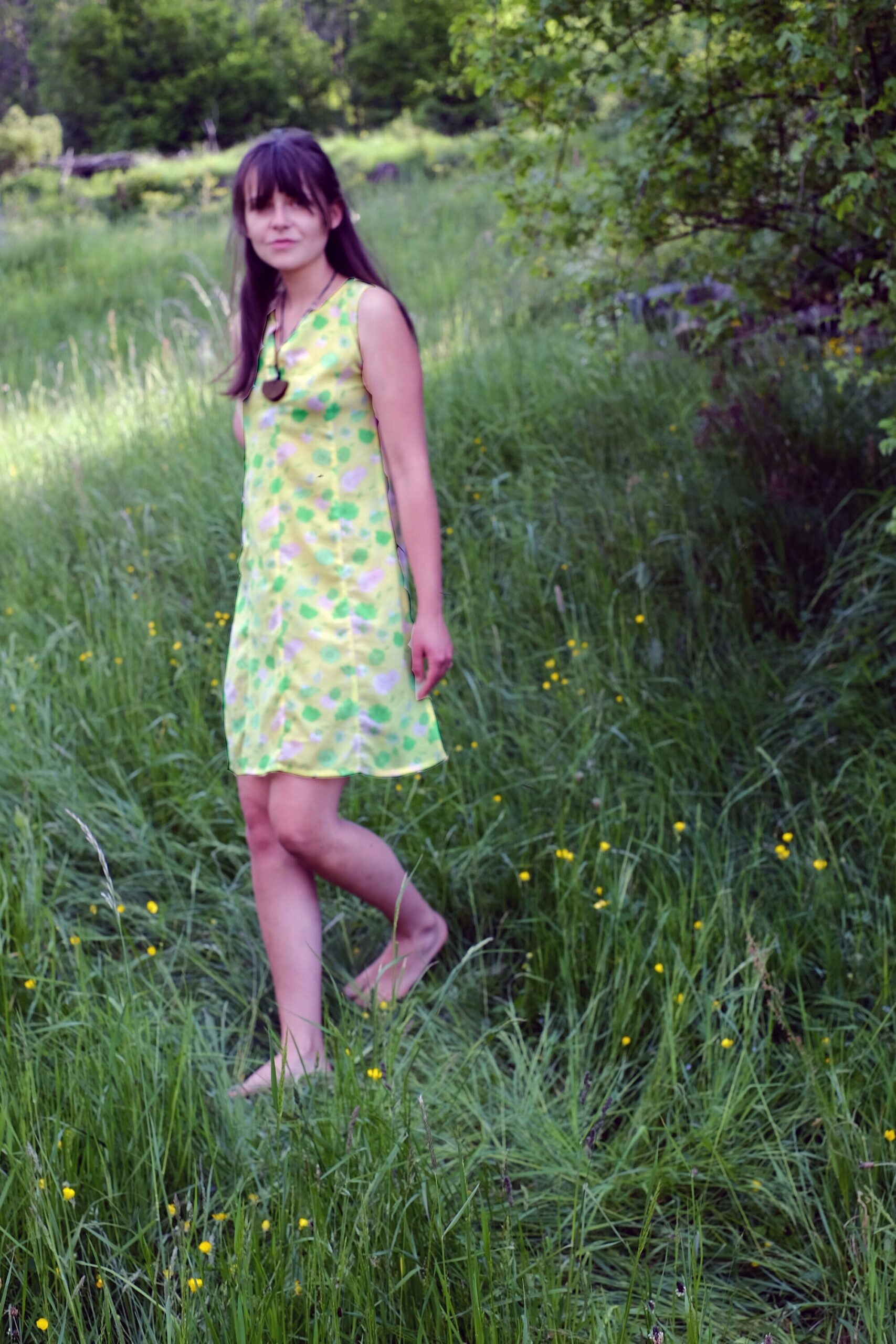 Vintage 60s Floral Mini Dress in Yellow, Sheer Mini Summer Dress - Image 2