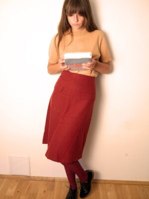 Vintage 60s Wool MOD Red Skirt