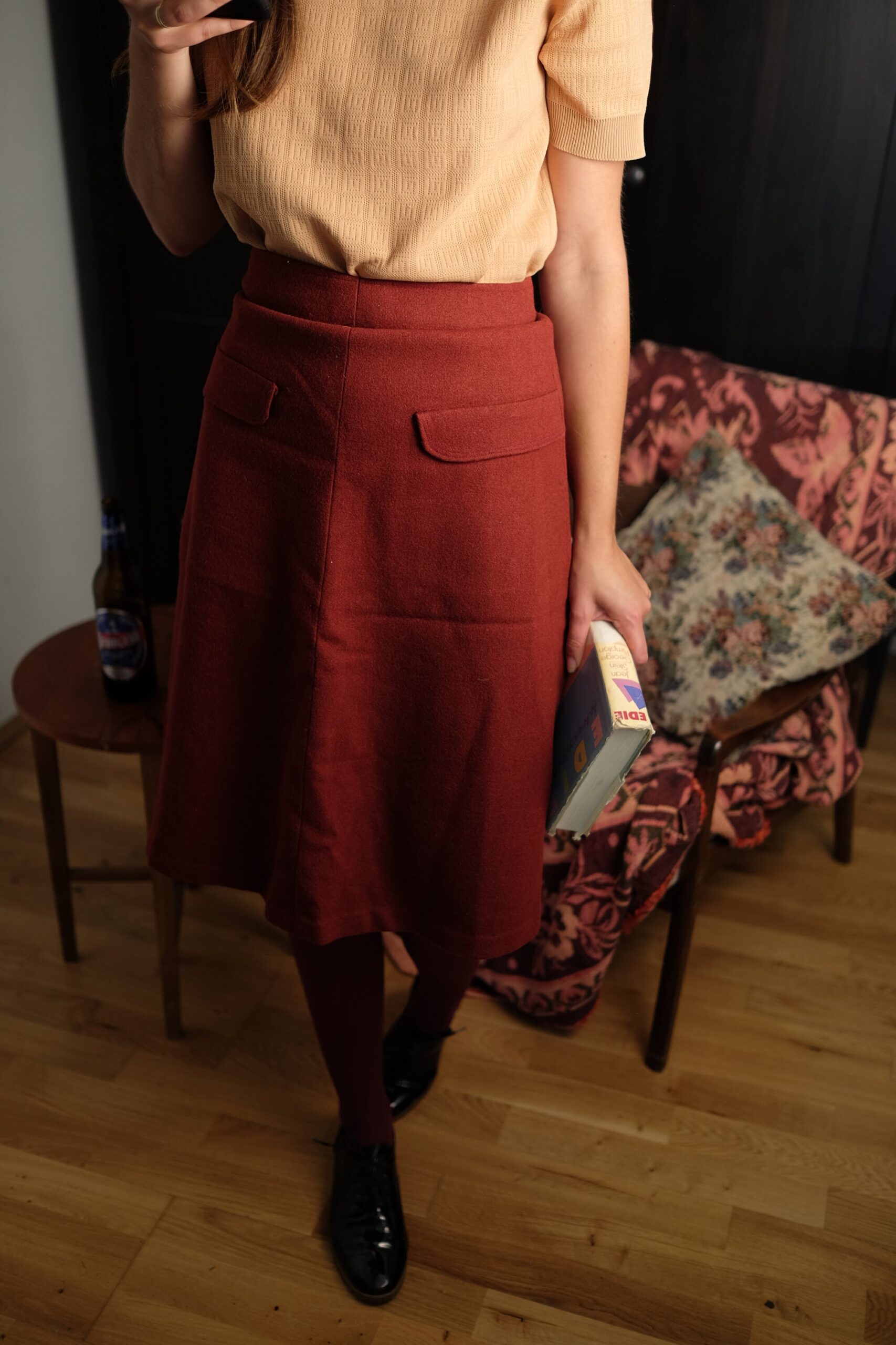 Vintage 60s Wool MOD Red Skirt - Image 7