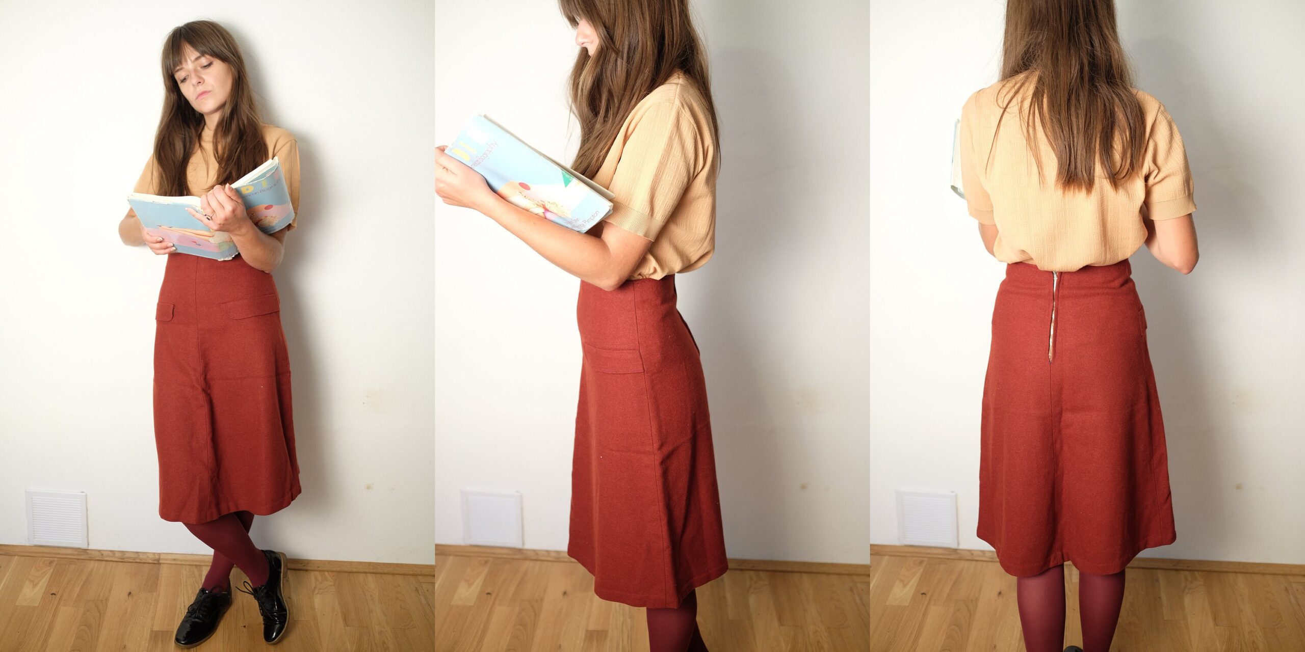 Vintage 60s Wool MOD Red Skirt - Image 4