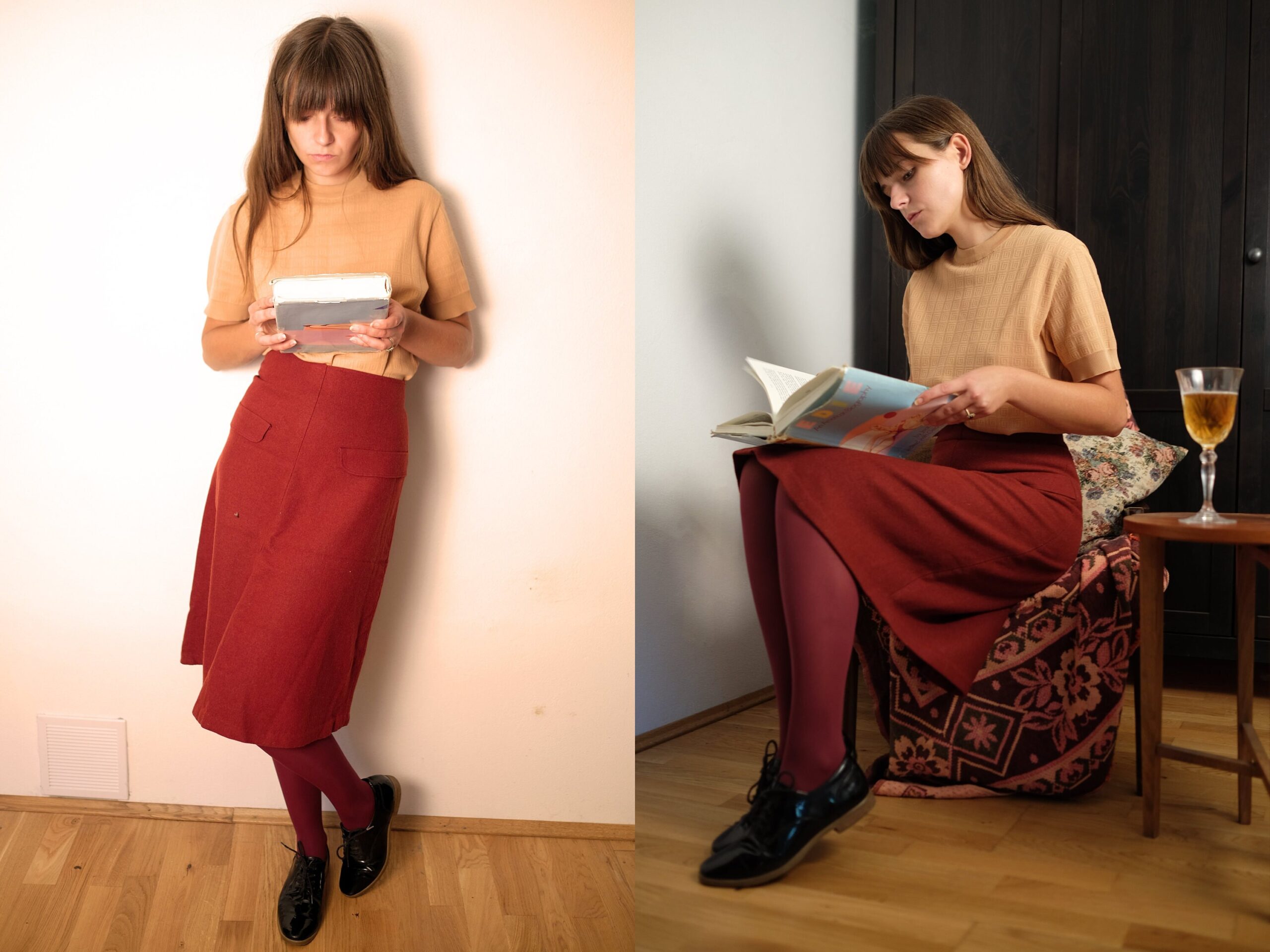 Vintage 60s Wool MOD Red Skirt - Image 3