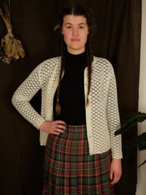 Cottagecore Vintage Handmade White Crocheted Cardigan