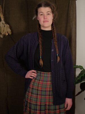 Cottagecore Vintage Navy Blue Button Up Cardigan