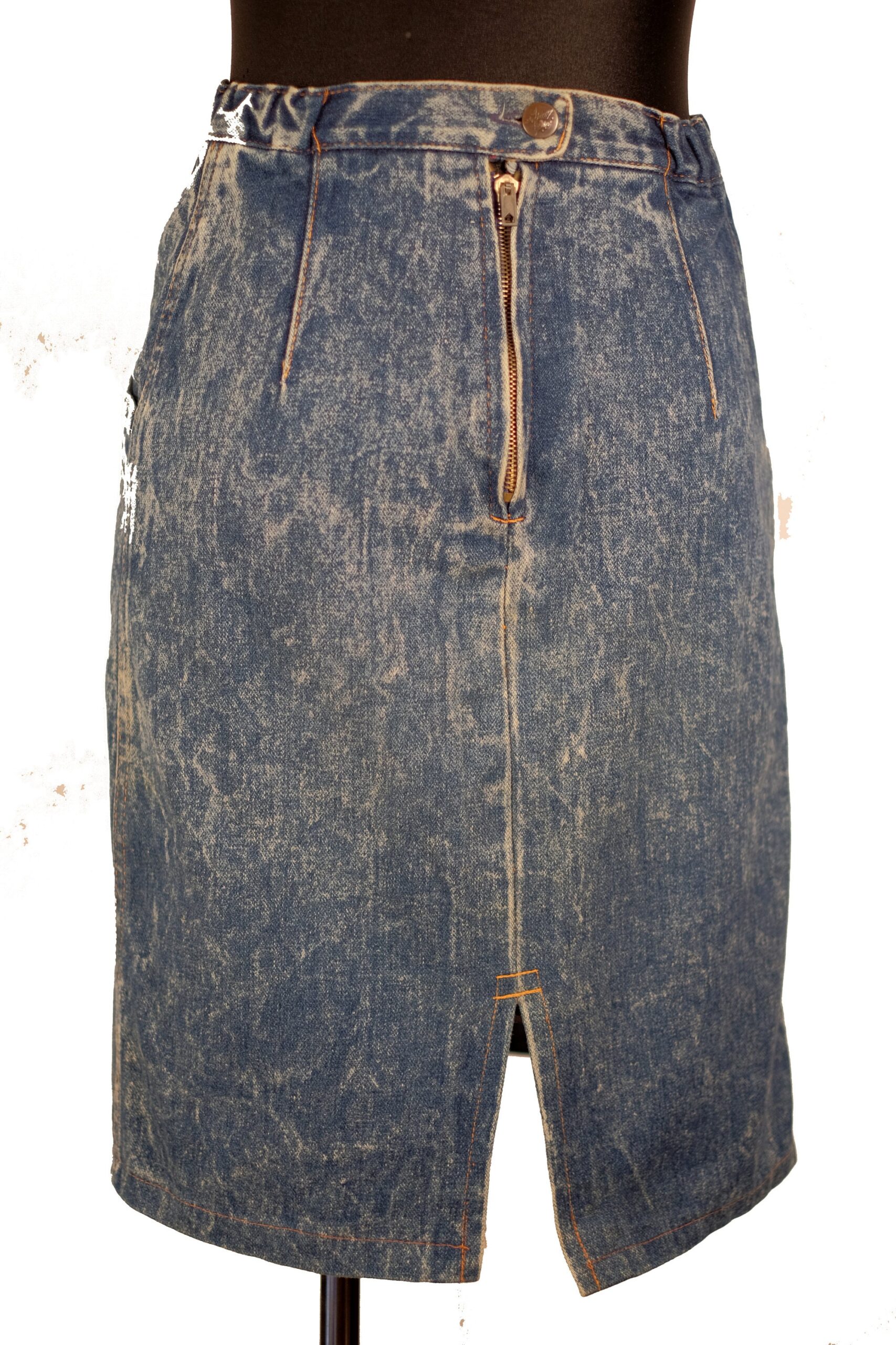 90s/Y2K Acid Wash Denim Skirt: Vintage High Waisted Mini Extra Small - Image 6