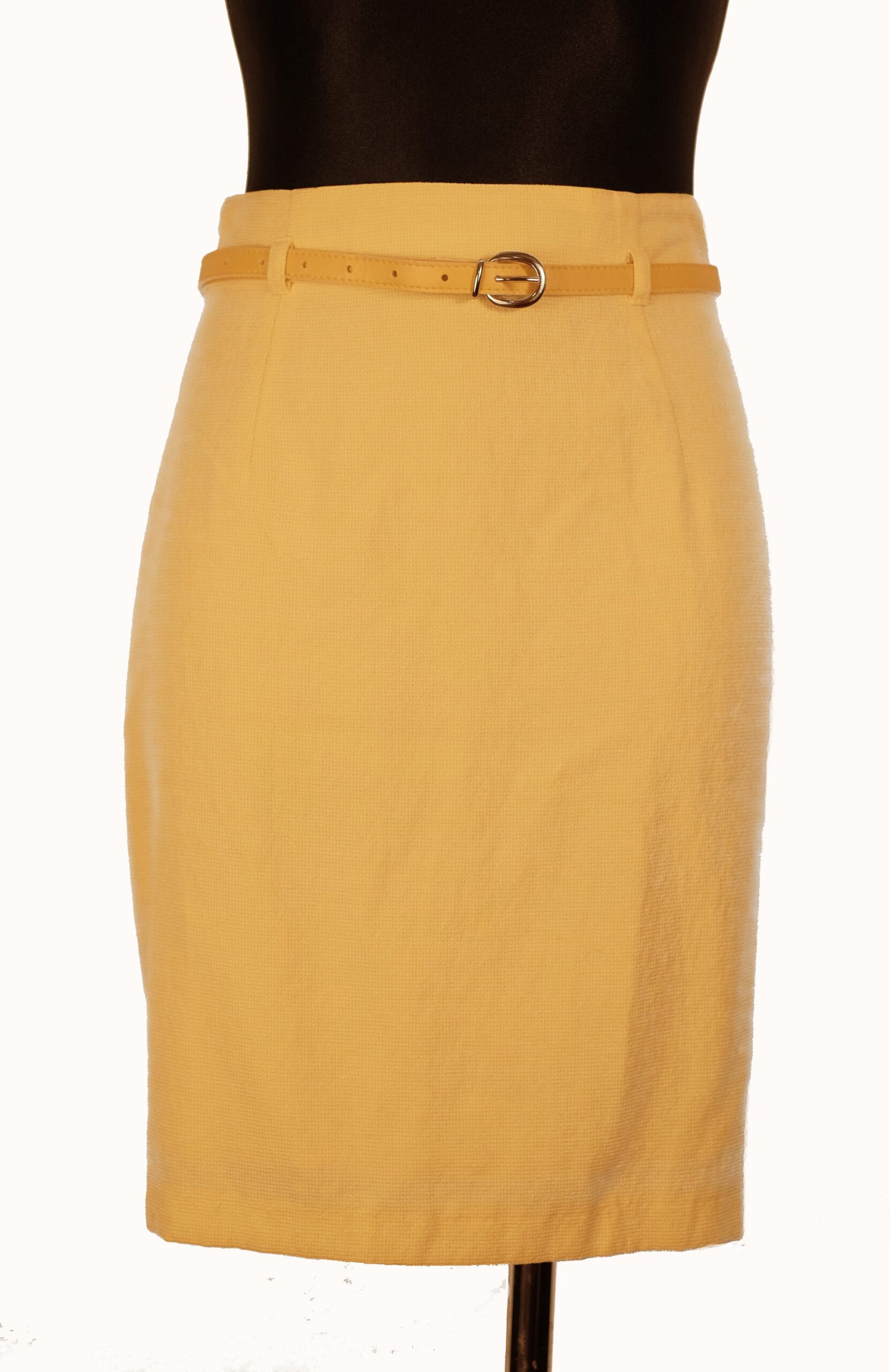 Vintage Pastel Yellow Pencil Skirt, High waisted mini, Size L EU42 - Image 2