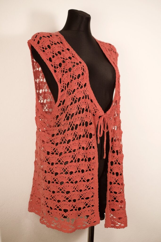Vintage Crochet Top, Pink Boho Summer Festival Vest