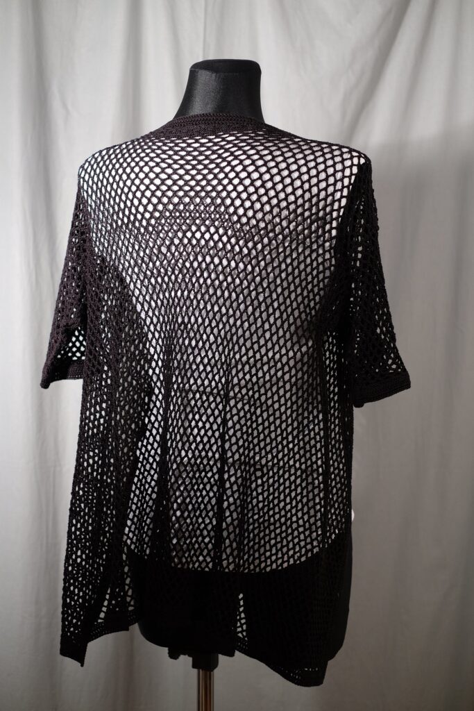 Vintage Black Short Sleeved Crocheted Fish Net Cardigan