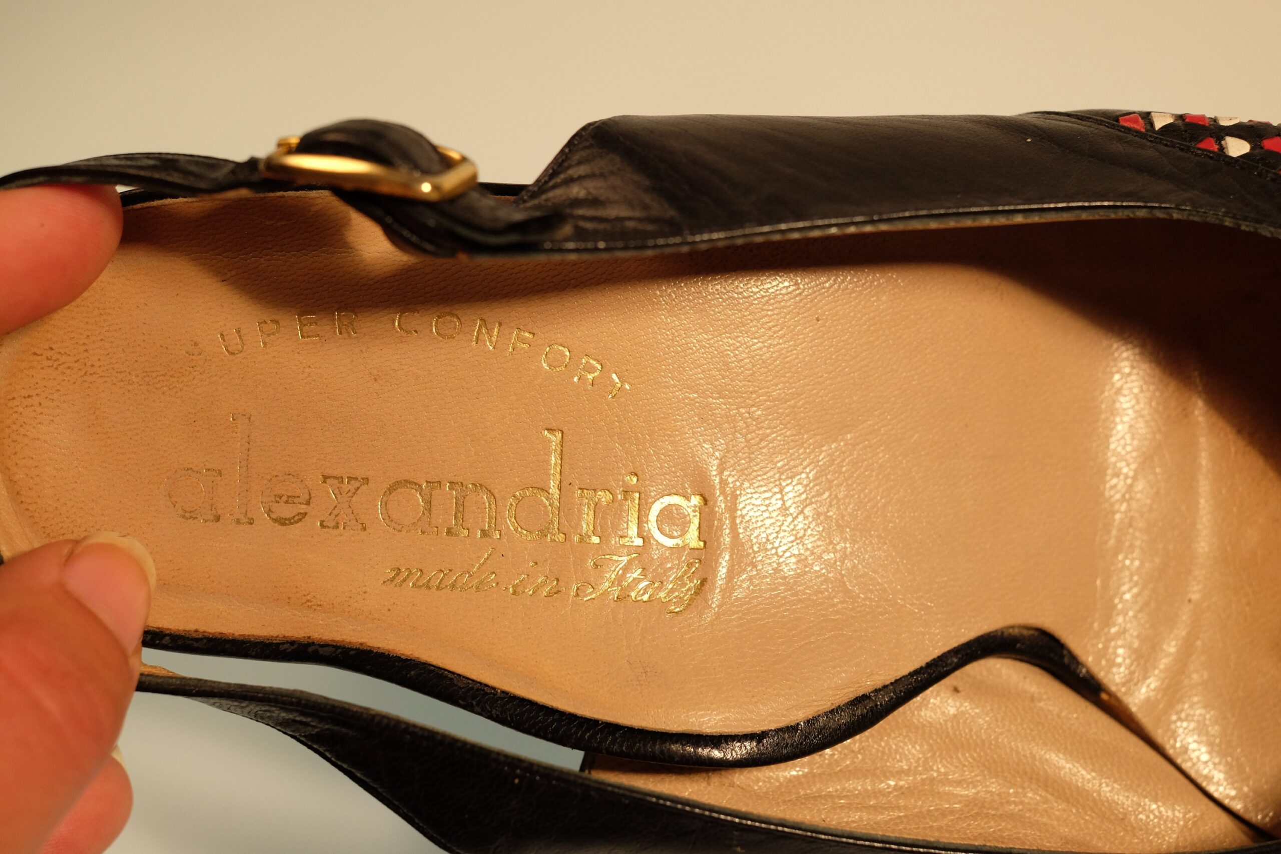Vintage Alexandria Navy Leather Slingback Pumps, Vintage Sandal Shoes with Heels - Image 2