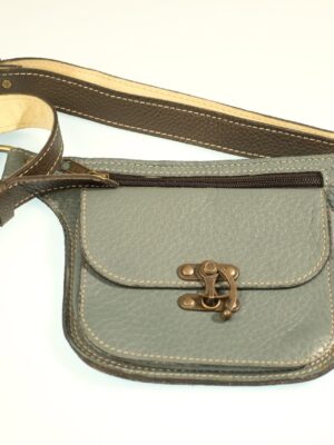 Vintage Blue Leather / Waistbag/ Belly Bag/ Hip Bag / Belt Bag / Fanny Pack