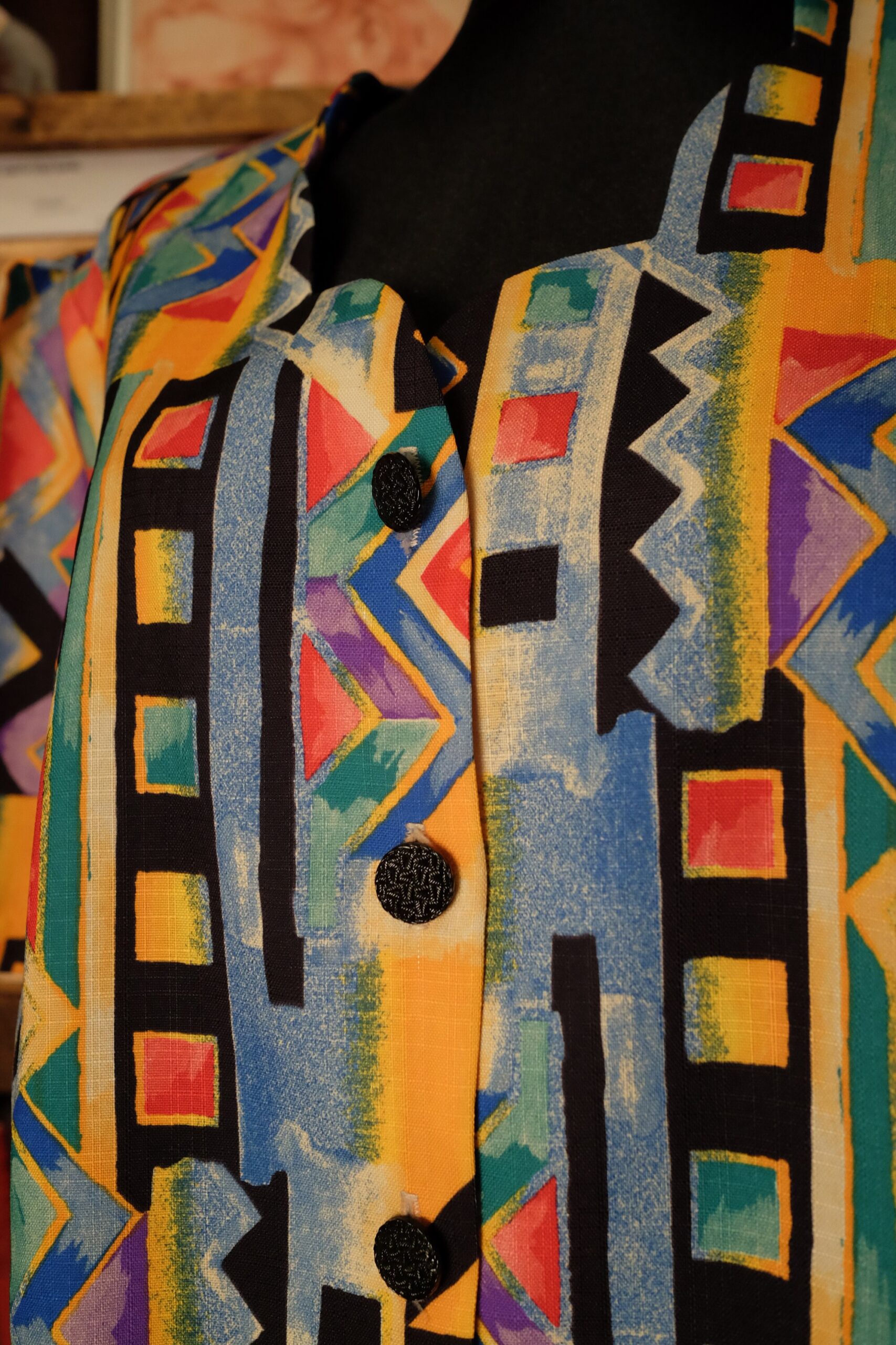 Vintage 80s/90s Colourful Short Sleeve Shirt, Button up Blouse - Image 6