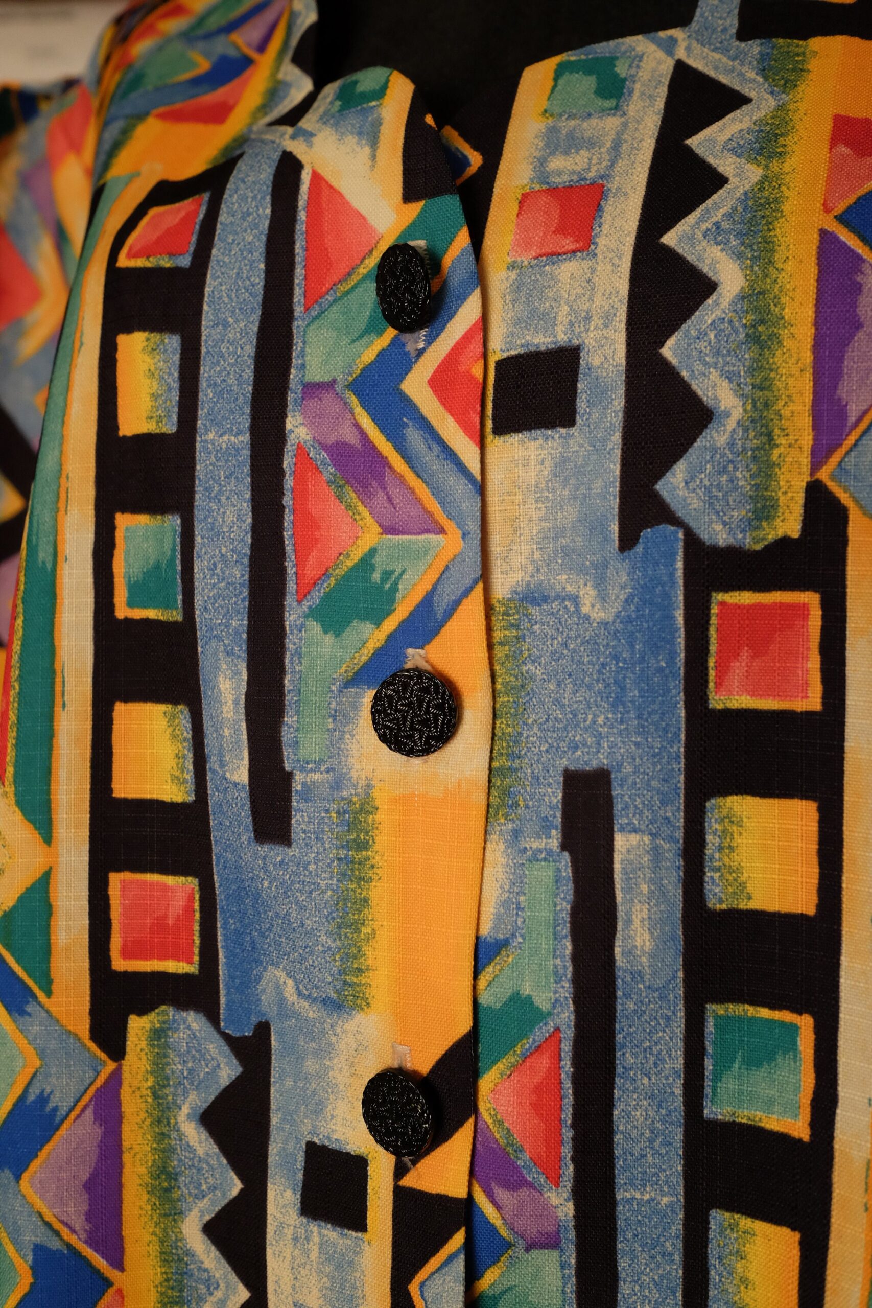 Vintage 80s/90s Colourful Short Sleeve Shirt, Button up Blouse - Image 4