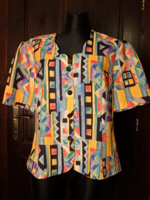 Vintage 80s/90s Colourful Short Sleeve Shirt, Button up Blouse