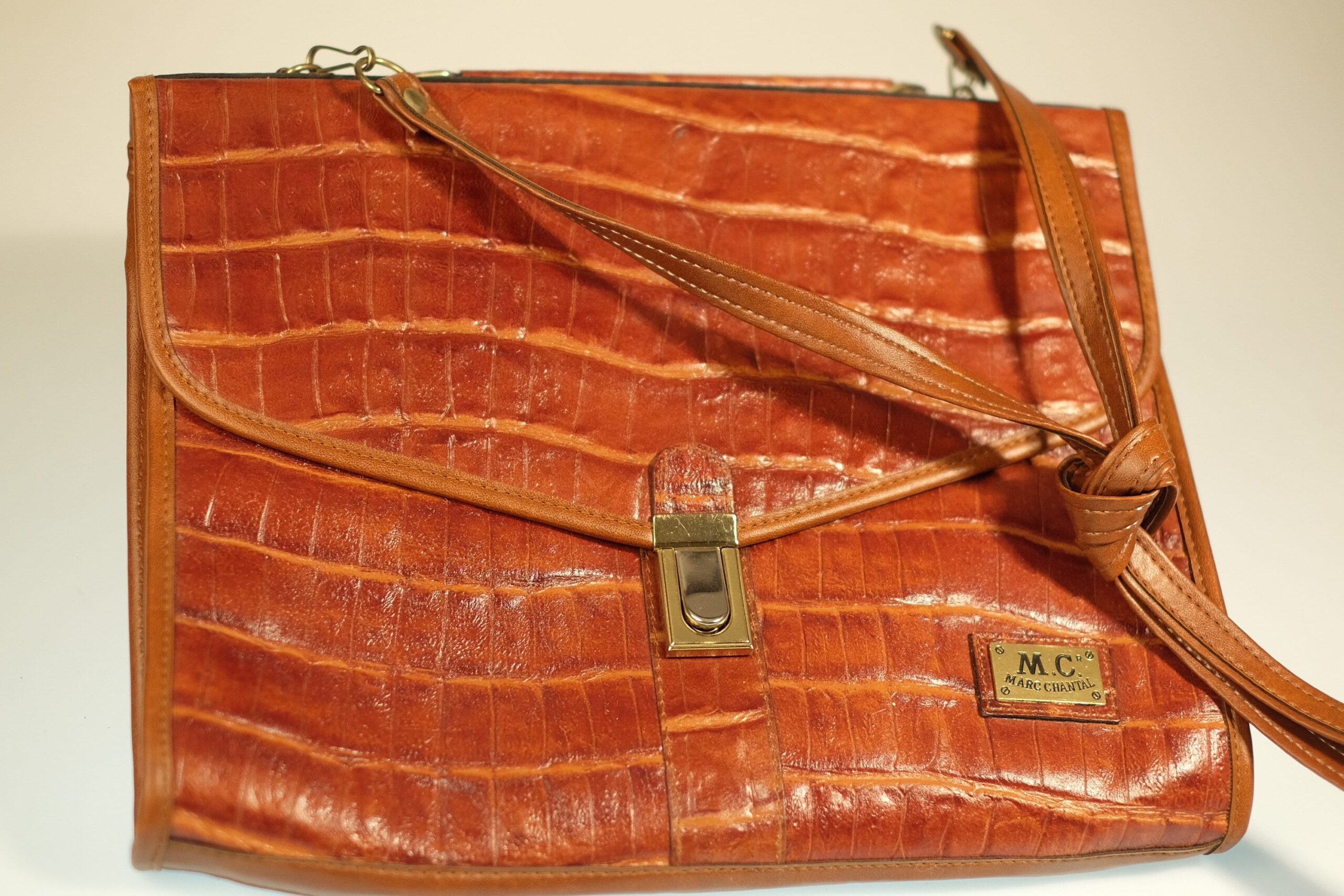 Vintage Caramel Brown Leather Marc Chantal Shoulder Bag, Gift for Vintage Lover - Image 2