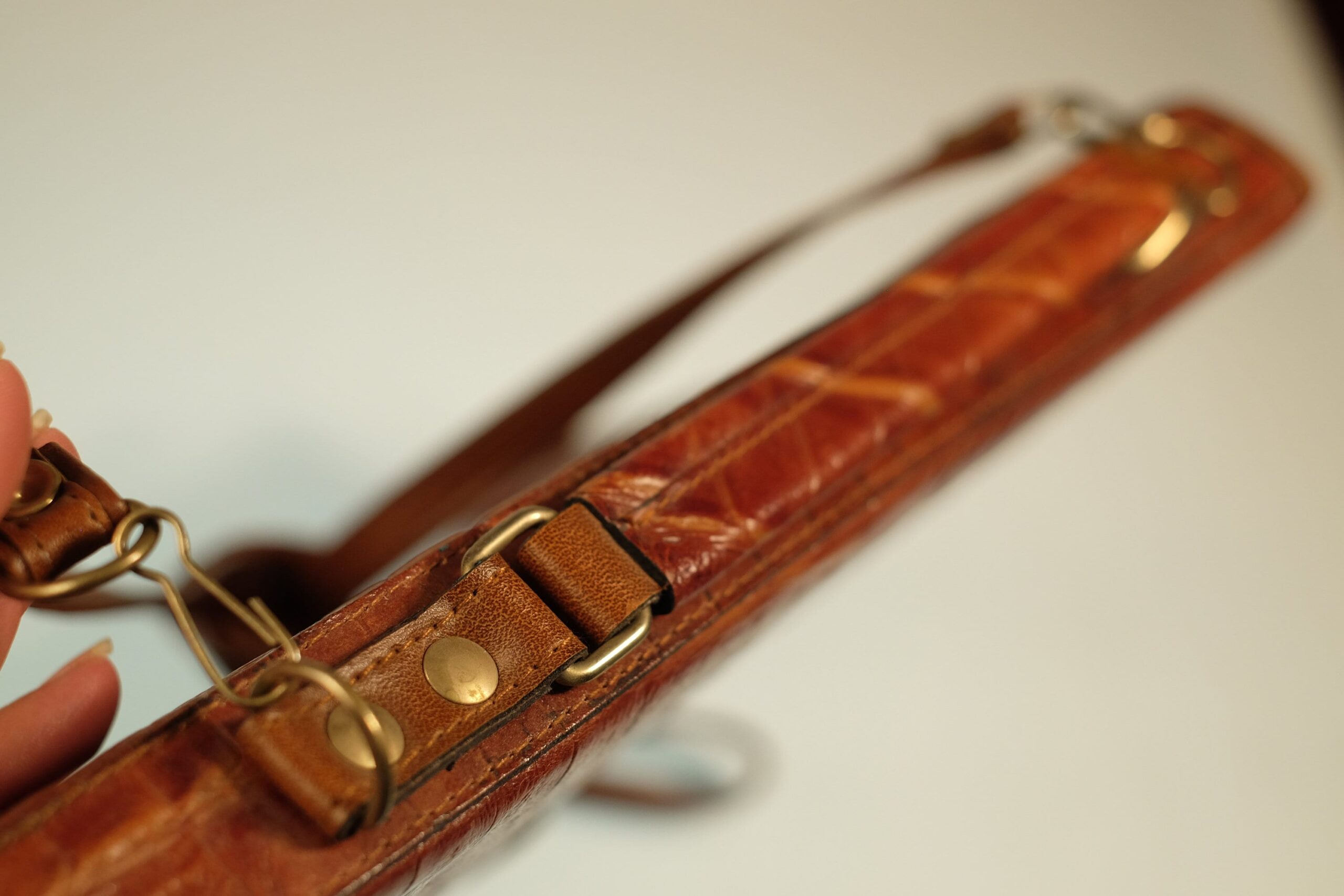 Vintage Caramel Brown Leather Marc Chantal Shoulder Bag, Gift for Vintage Lover - Image 8