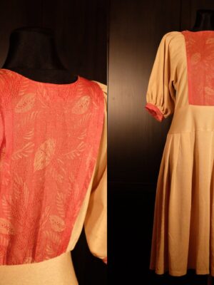Vintage 70s Prom Dress in gold red combo
