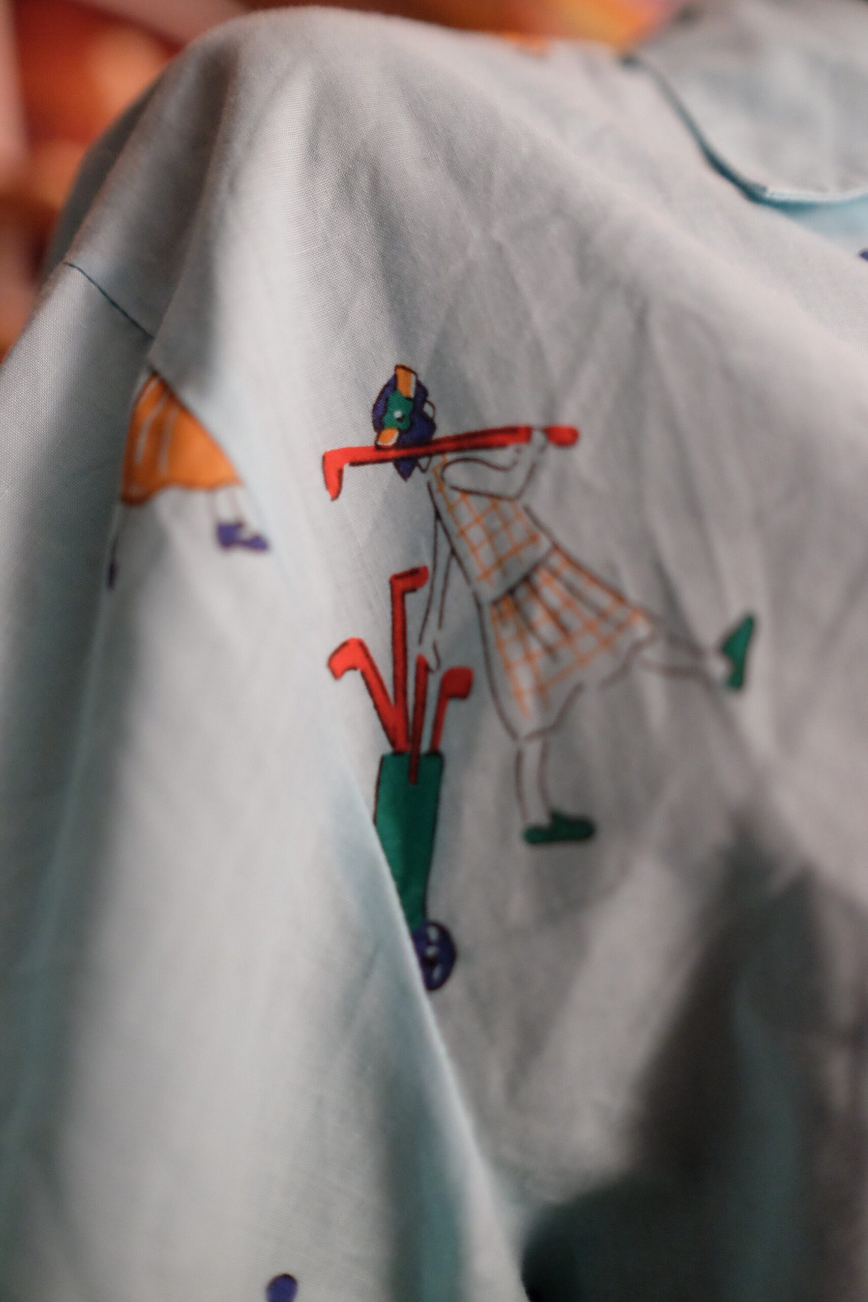 Vintage Funky Mint Colour Short Sleeved Blouse with Sport Motives - Image 3