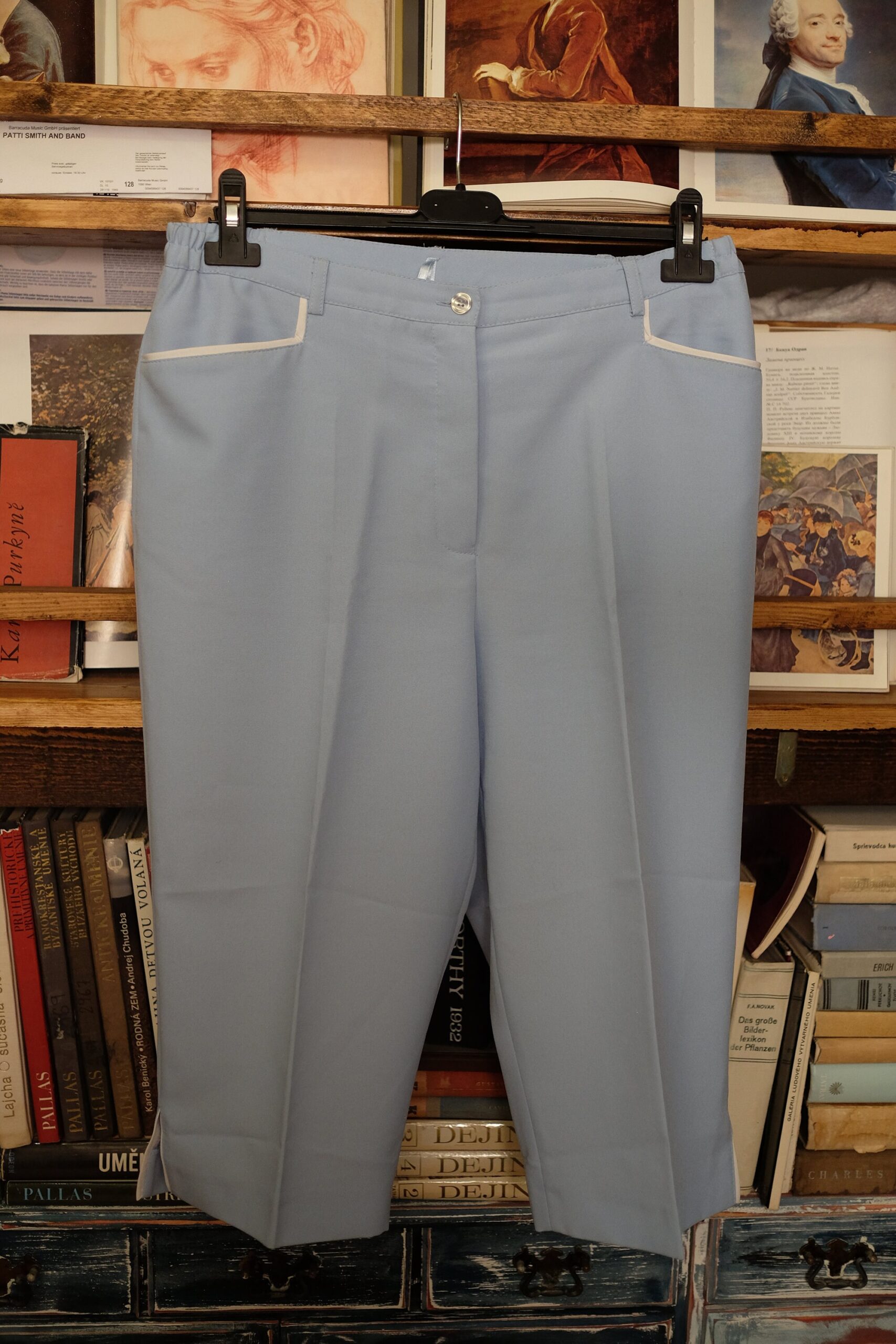 Vintage Light Blue Trousers | Wide Creased Trousers | EU 44 Trousers - Image 4