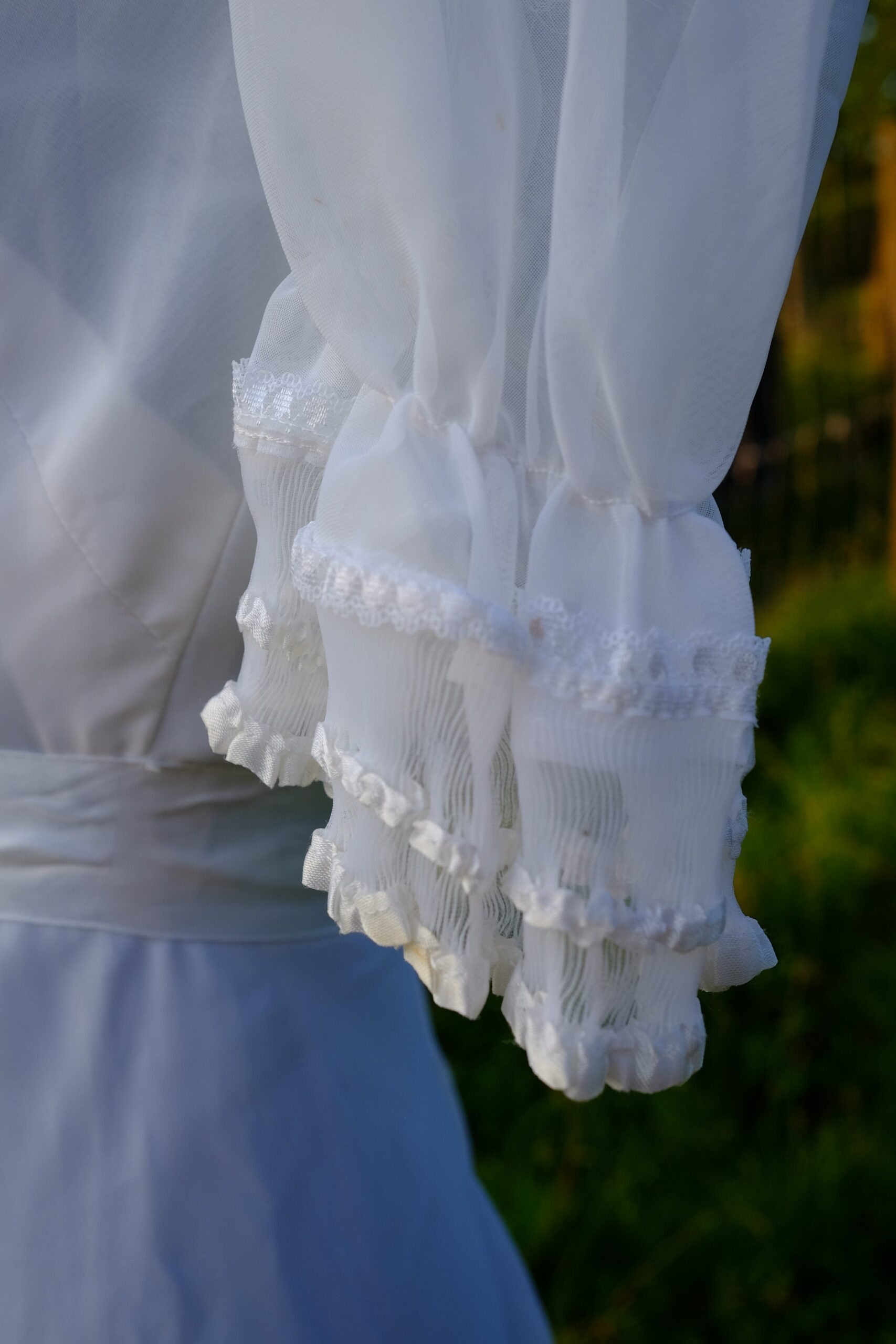 70s Boho Vintage Wedding Dress with Above Elbow Sleeve / Victorian Wedding Gown - Image 9