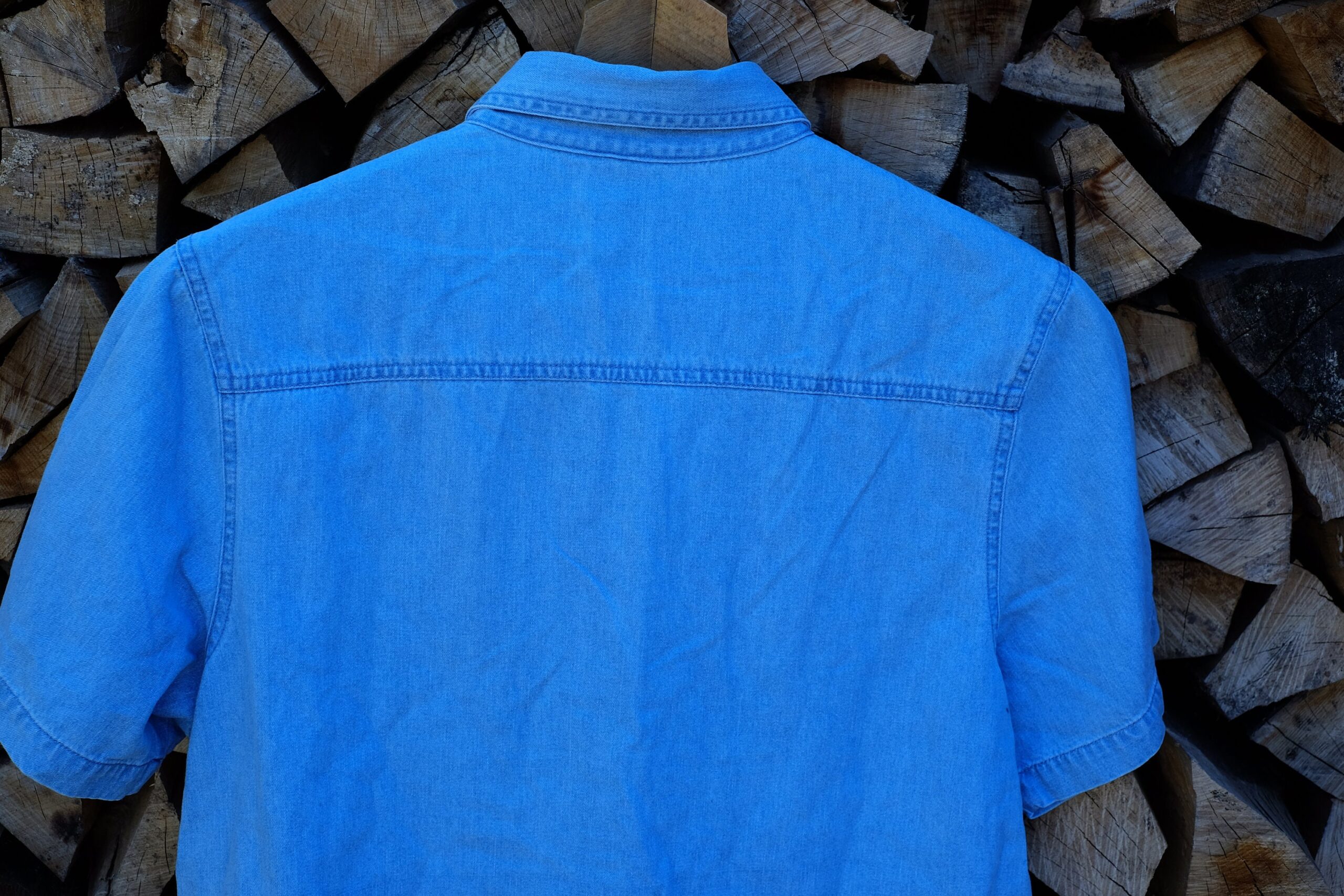 Vintage Light Blue Short Sleeved Floral Embroidered Denim Shirt - Image 5