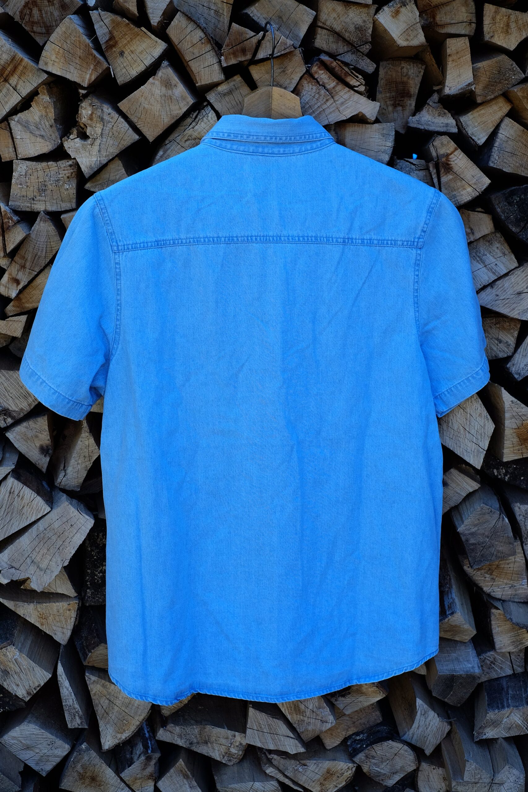 Vintage Light Blue Short Sleeved Floral Embroidered Denim Shirt - Image 10