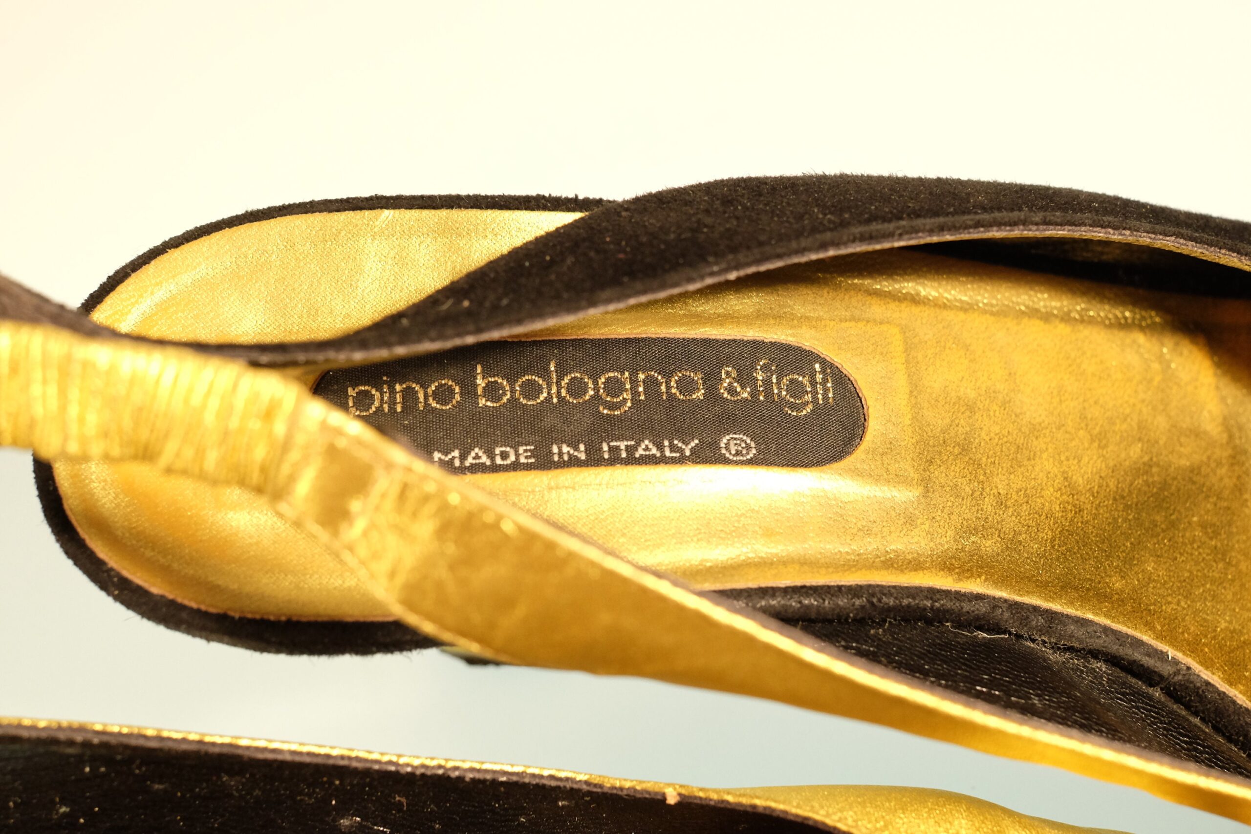 Vintage 80s Pino Bologna & Figli Jeweled Hollywood Style Black and Gold Sandals - Image 7