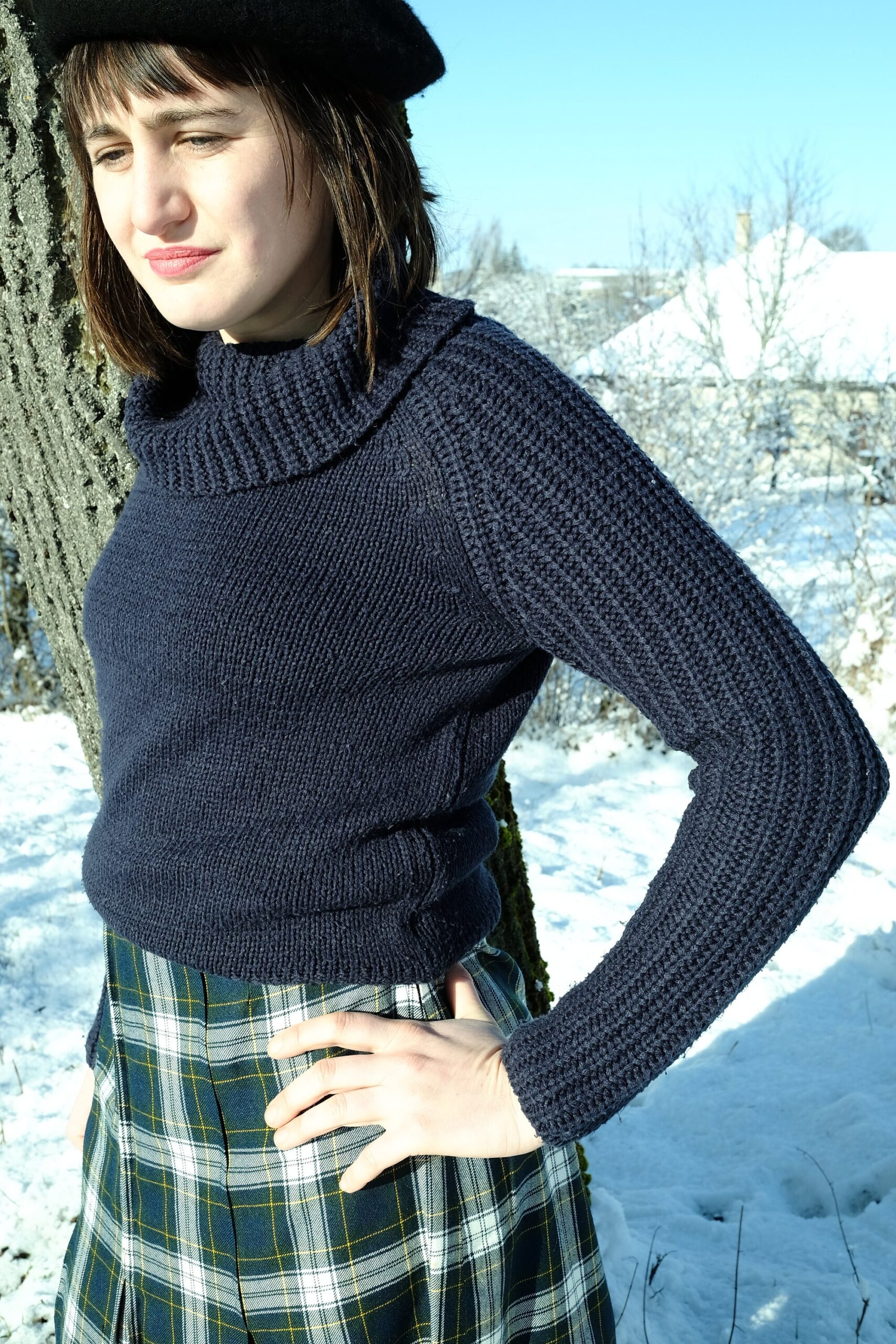 Vintage 70s Dark Blue Navy Turtle Neck Sweater / Jumper / Pullover - Image 3