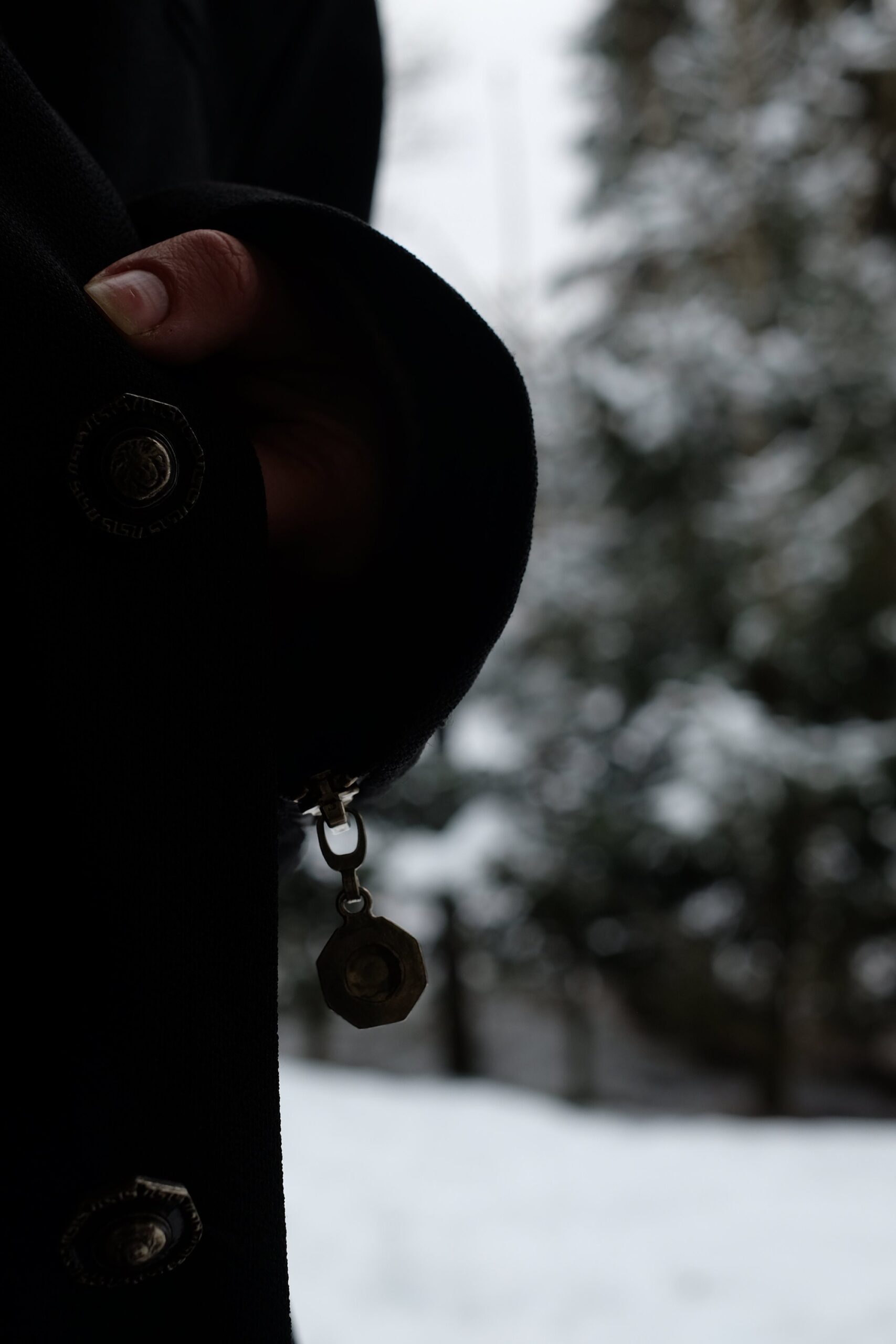 Black Vintage Coat with Zippers and Beautiful Silver Buttons - Image 8