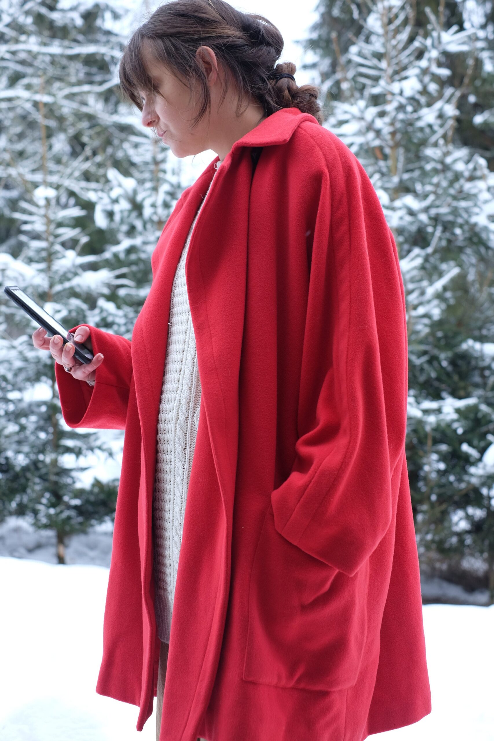 Red Vintage Oversized Wool/Cashmere Coat Paolo Tonali - Image 3