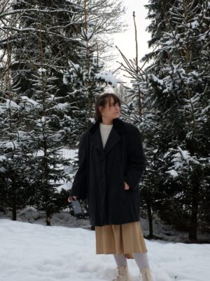 Grey Vintage Winter Coat: Cashmere and Wool by Donna Maskara
