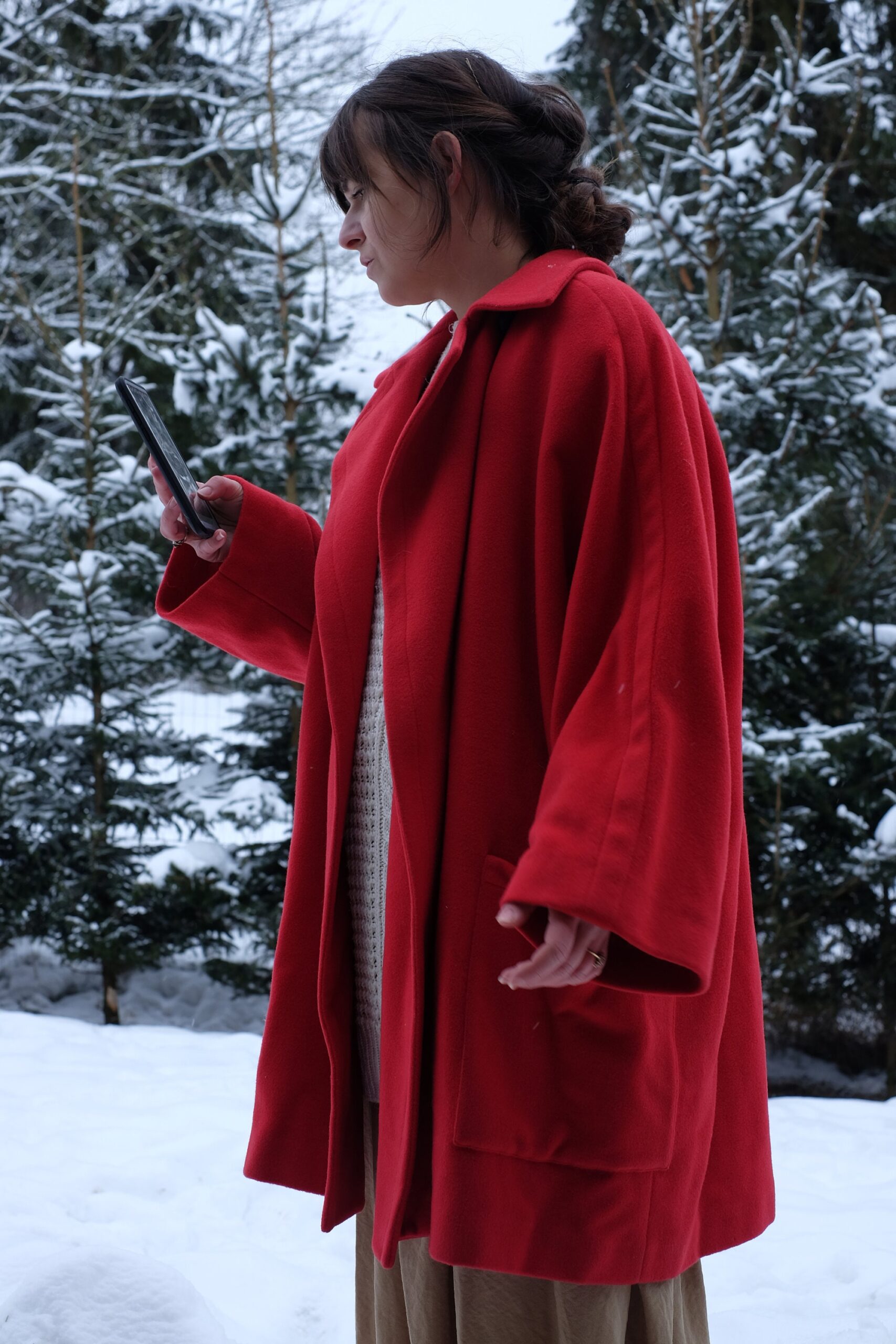 Red Vintage Oversized Wool/Cashmere Coat Paolo Tonali - Image 5