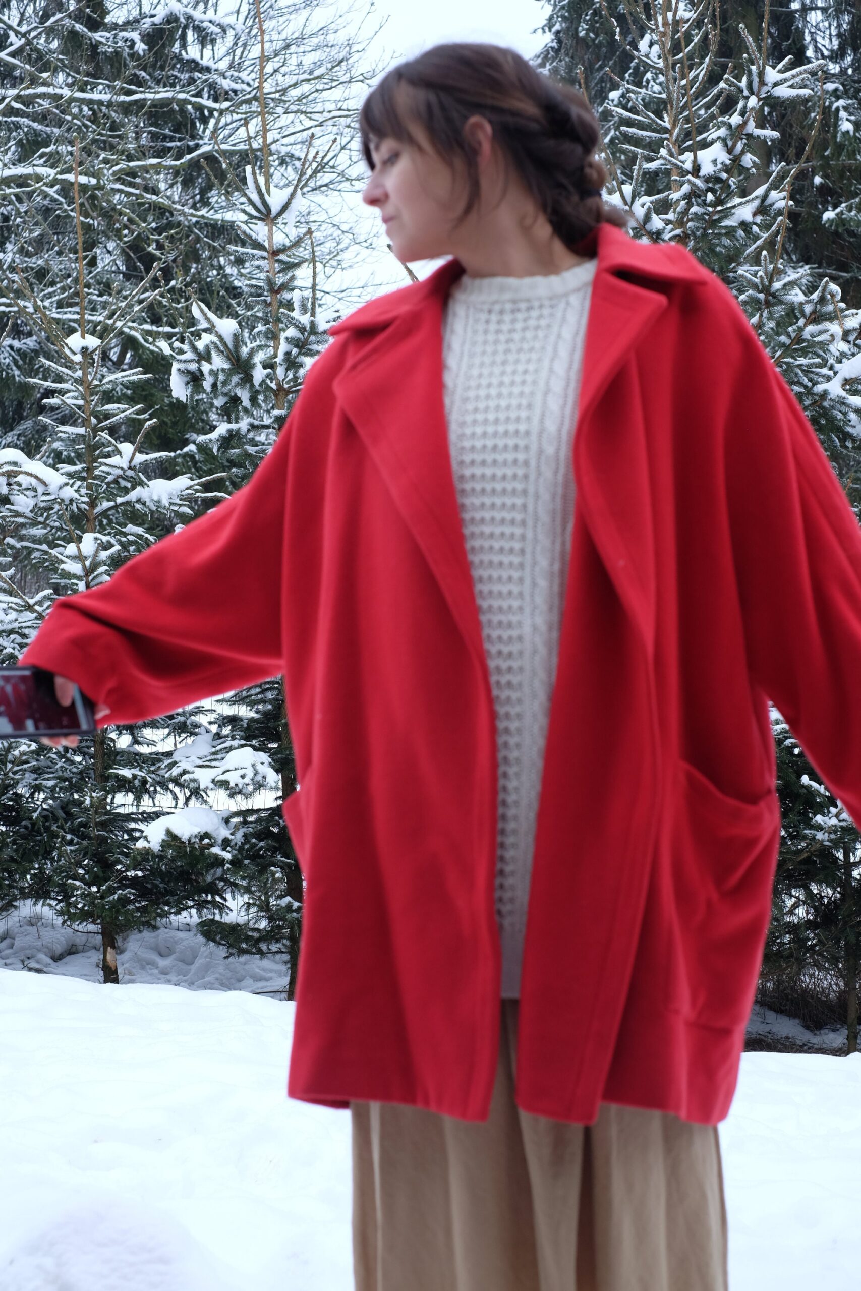 Red Vintage Oversized Wool/Cashmere Coat Paolo Tonali - Image 4