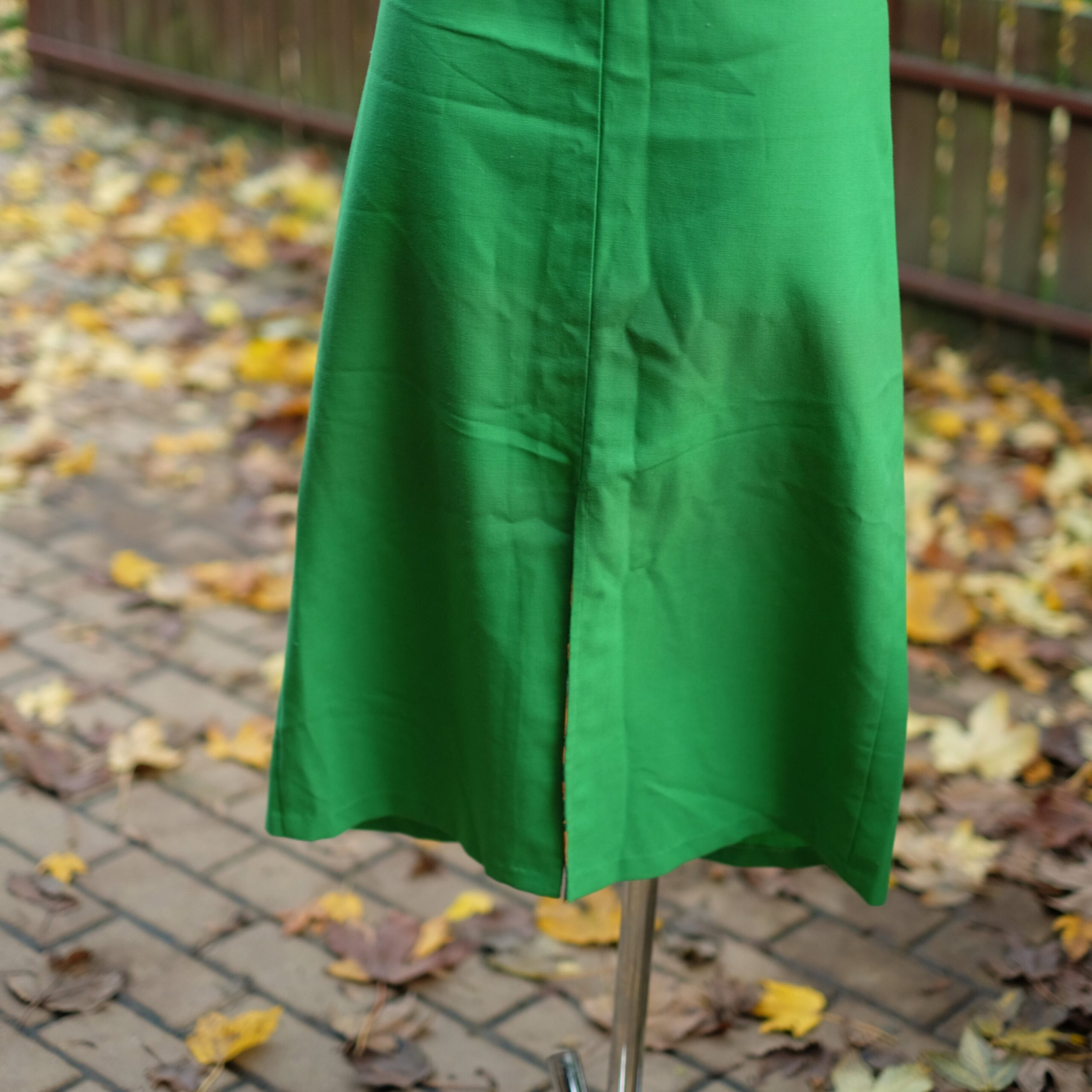 80s Vintage Handmade Green A line Skirt - Image 7