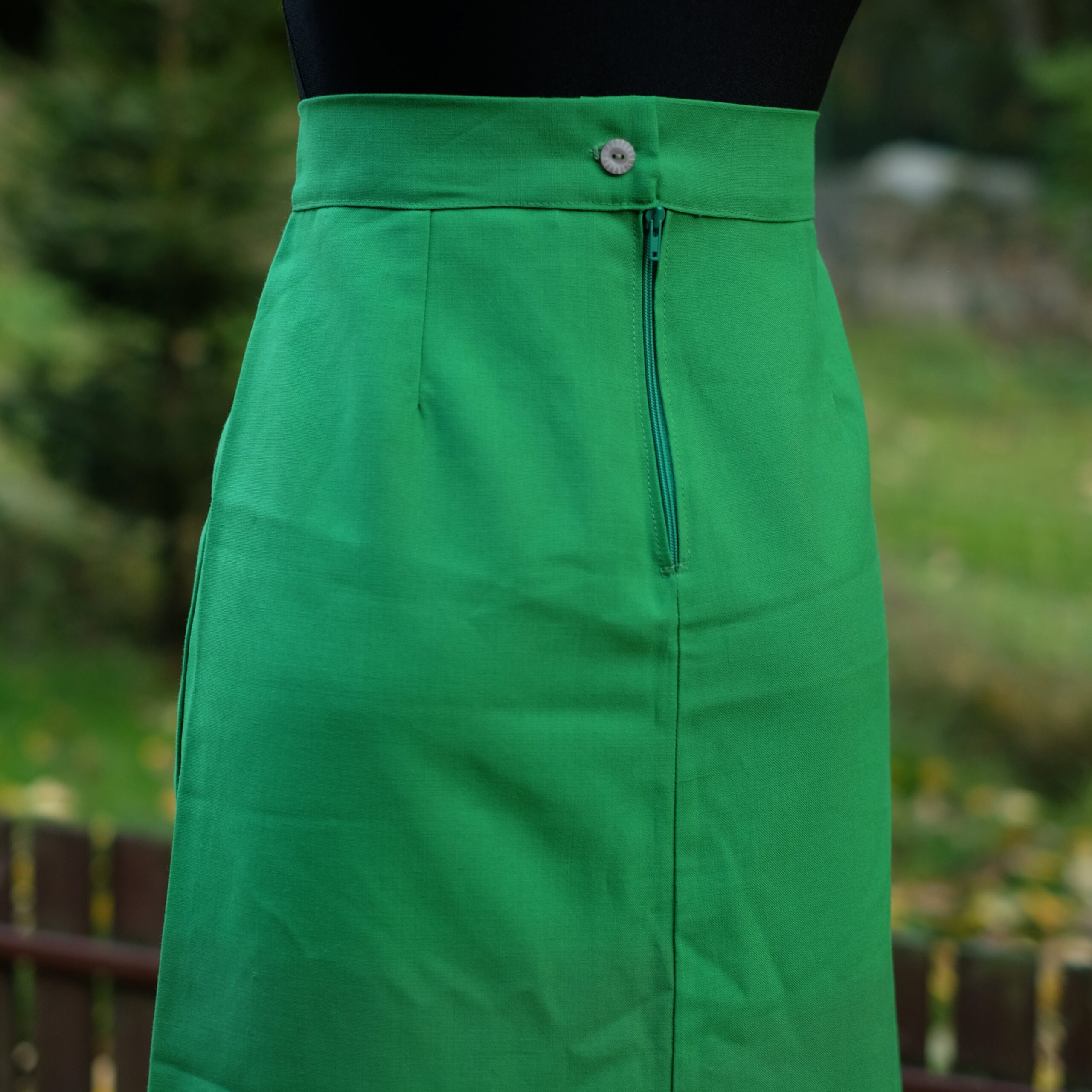 80s Vintage Handmade Green A line Skirt - Image 8
