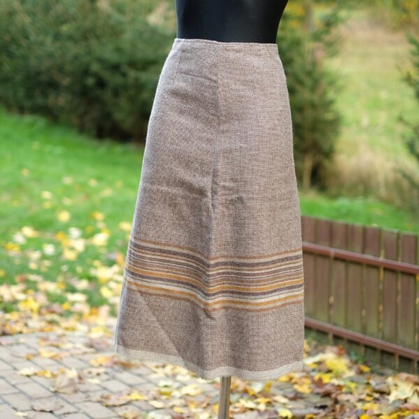 70s Brown Wool Vintage A line Midi Skirt - Image 6