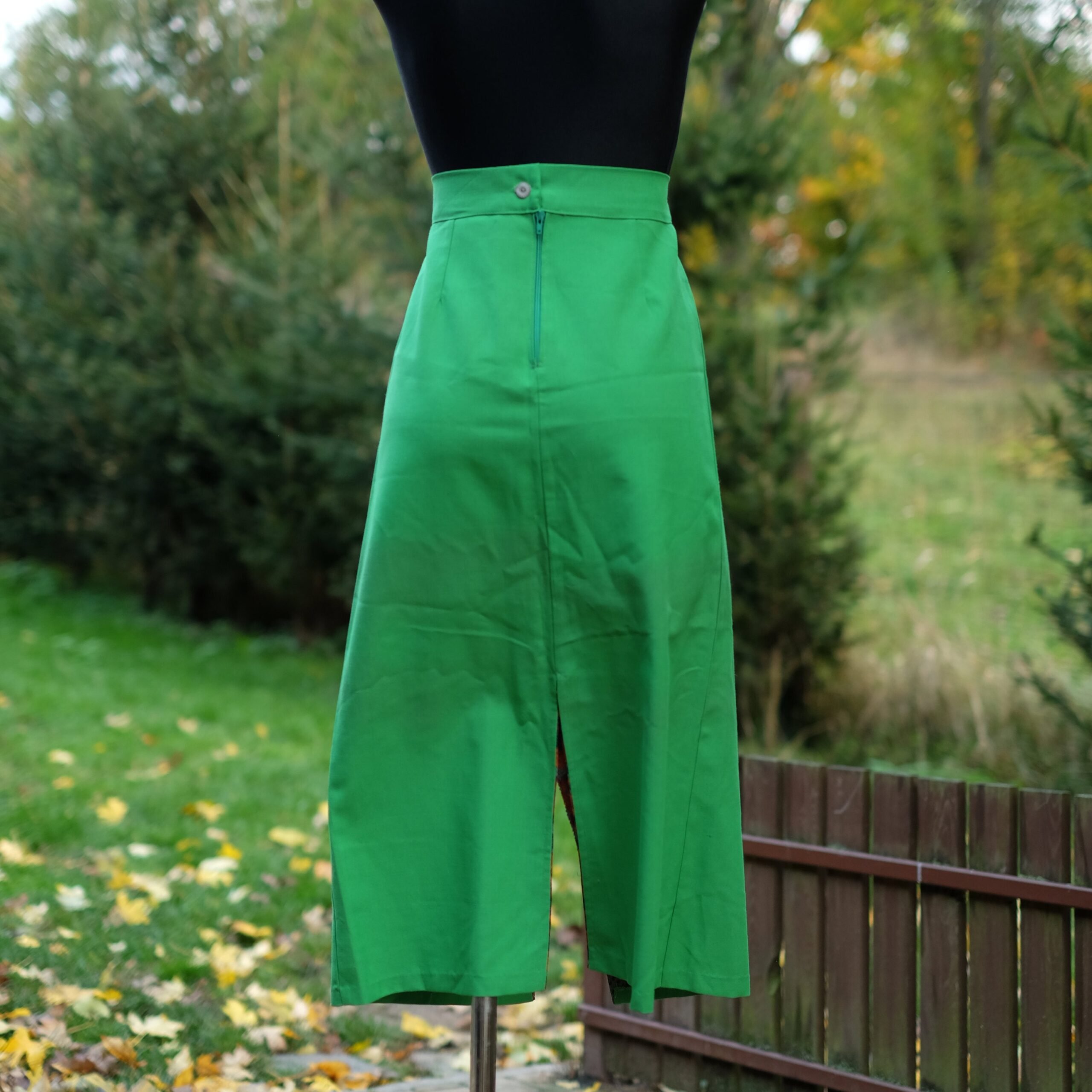 80s Vintage Handmade Green A line Skirt - Image 6