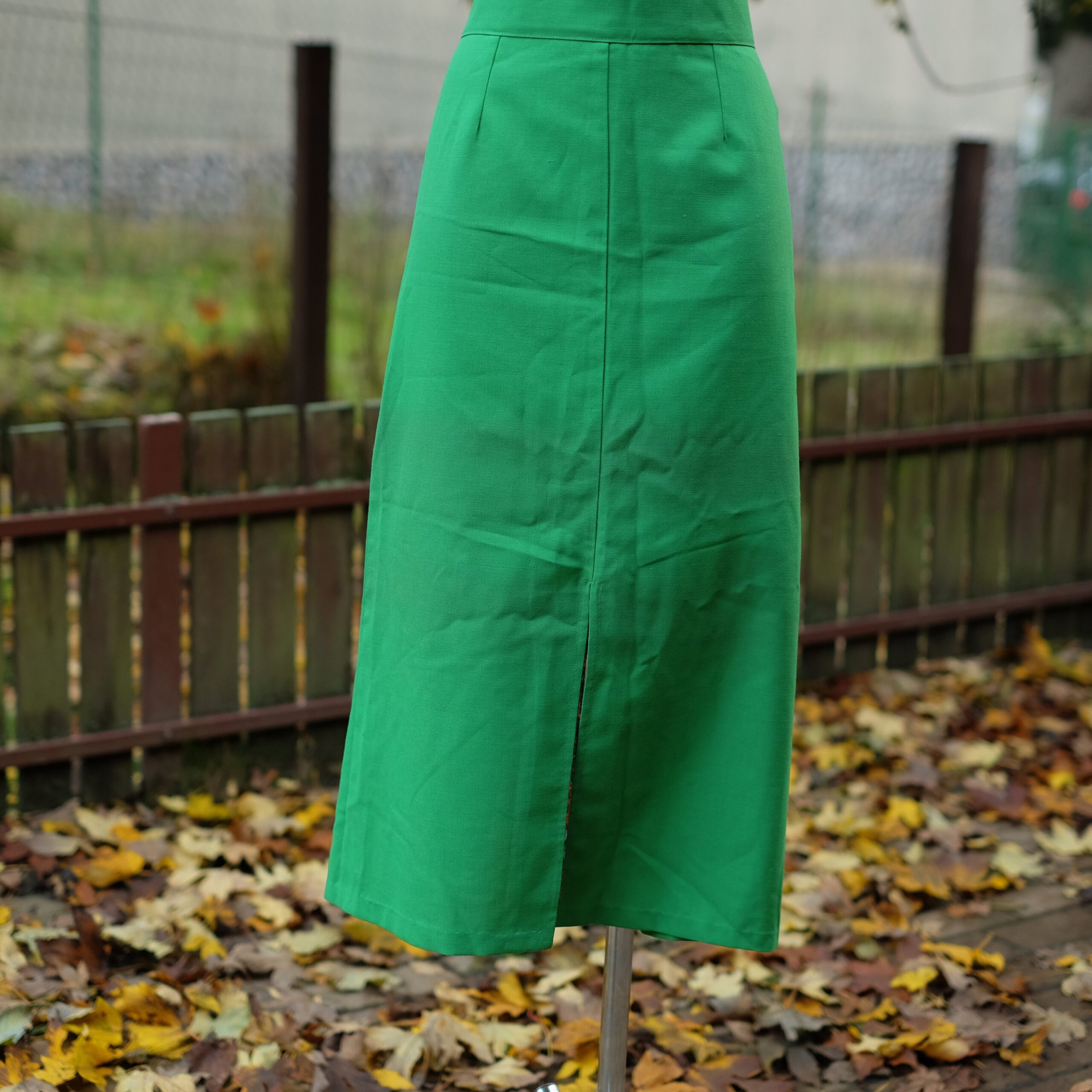 80s Vintage Handmade Green A line Skirt - Image 3