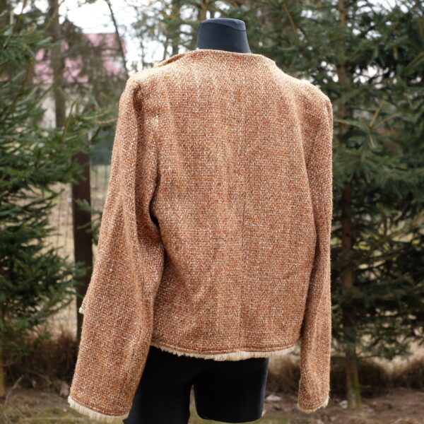 Vintage Sandra Pabst Terracotta Orange Tweed Blazer with Zipper Closing - Image 6