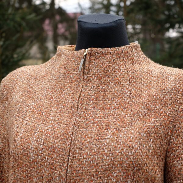 Vintage Sandra Pabst Terracotta Orange Tweed Blazer with Zipper Closing - Image 9