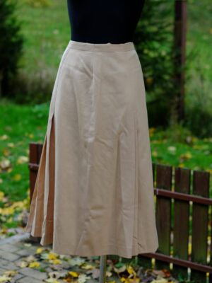 Vintage Beige Wool Pleated Skirt