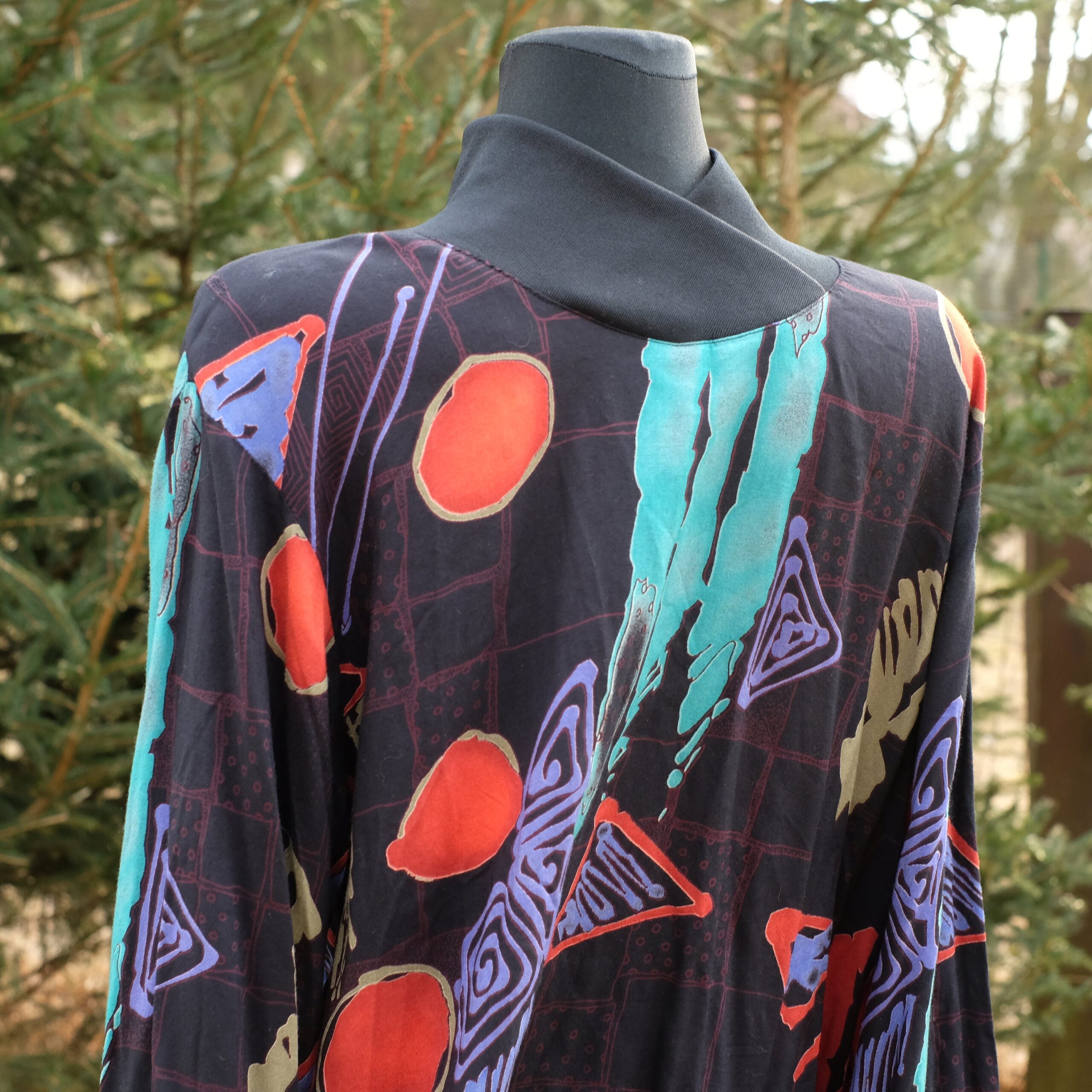 Vintage Mac Scott Funky Colourful Geometric Pattern Blouse with Turtleneck - Image 7
