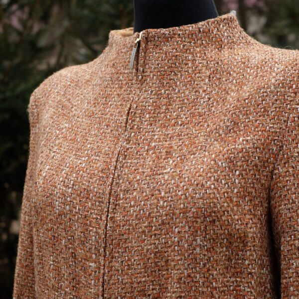 Vintage Sandra Pabst Terracotta Orange Tweed Blazer with Zipper Closing - Image 3