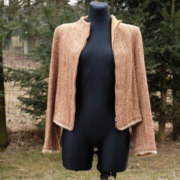 Vintage Sandra Pabst Terracotta Orange Tweed Blazer with Zipper Closing