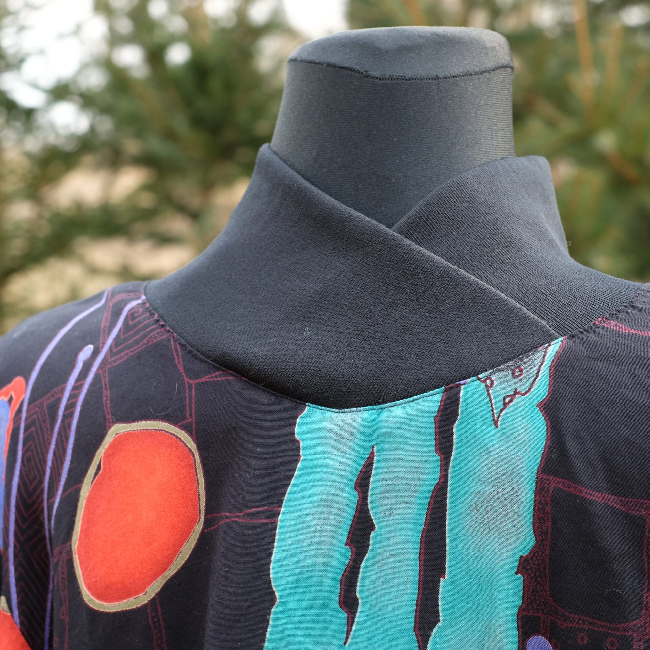 Vintage Mac Scott Funky Colourful Geometric Pattern Blouse with Turtleneck - Image 9